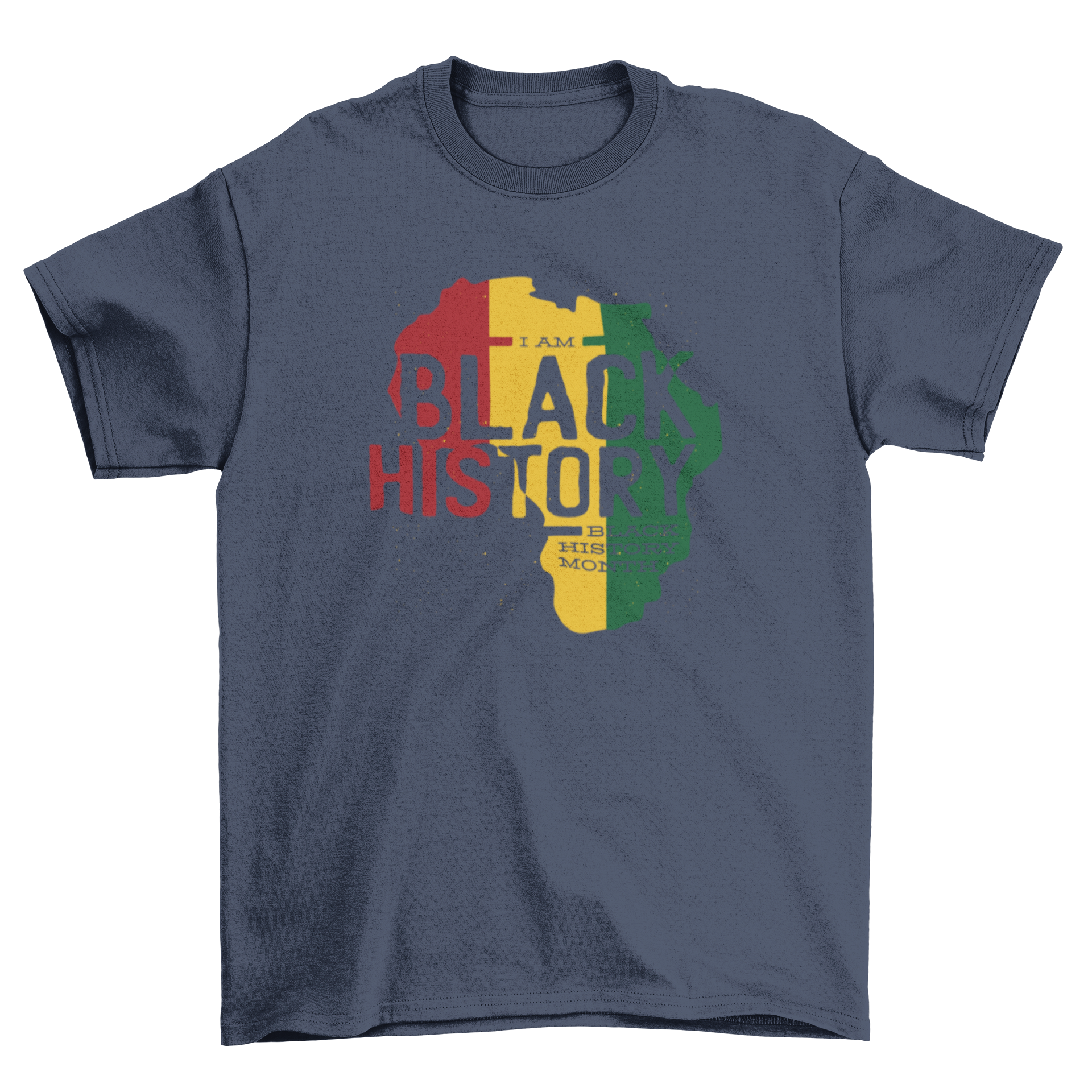 Black History Month T-shirt featuring the African continent and the quote I AM BLACK HISTORY.