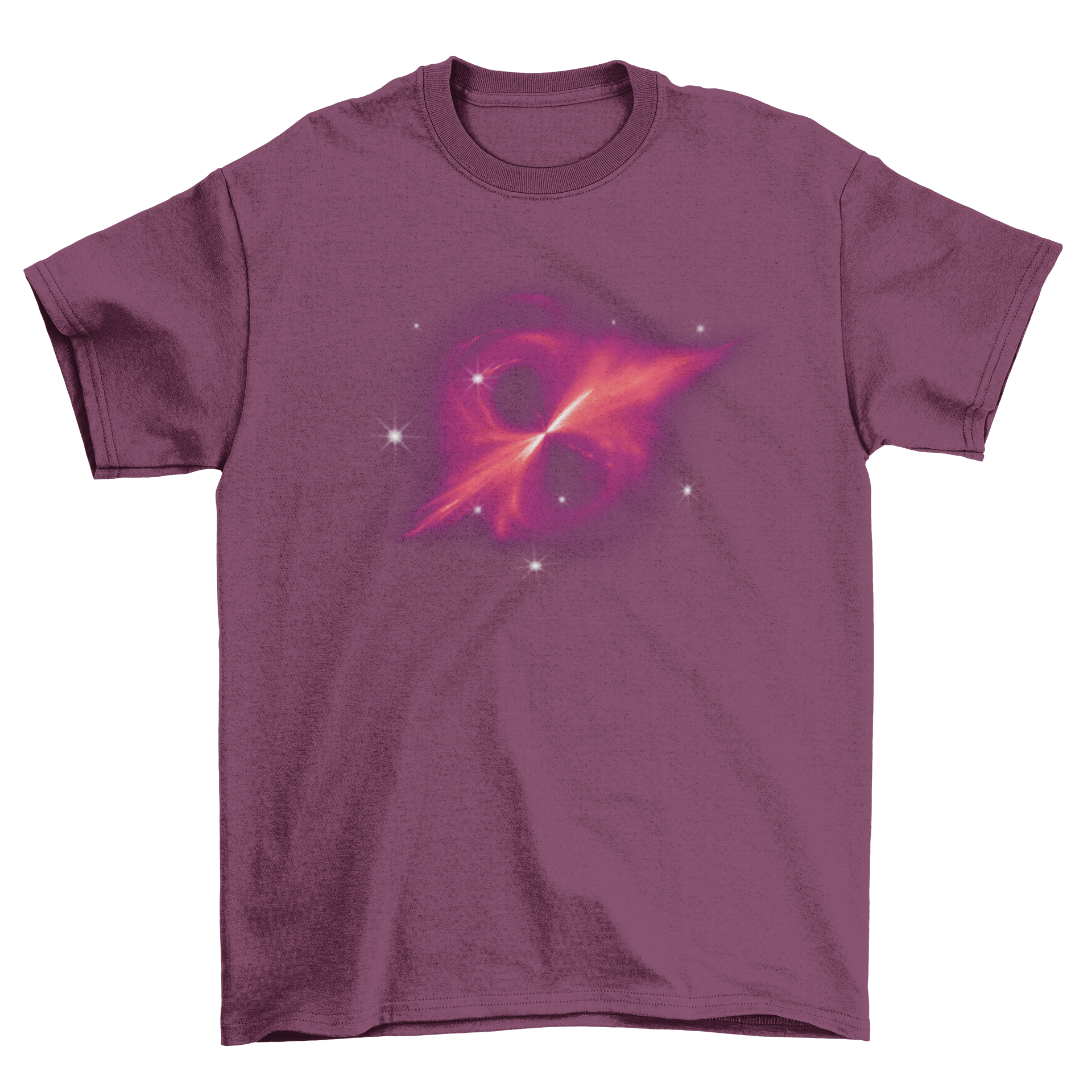 Black Hole T-Shirt featuring a cosmic design with a black hole and stars, perfect for space lovers.