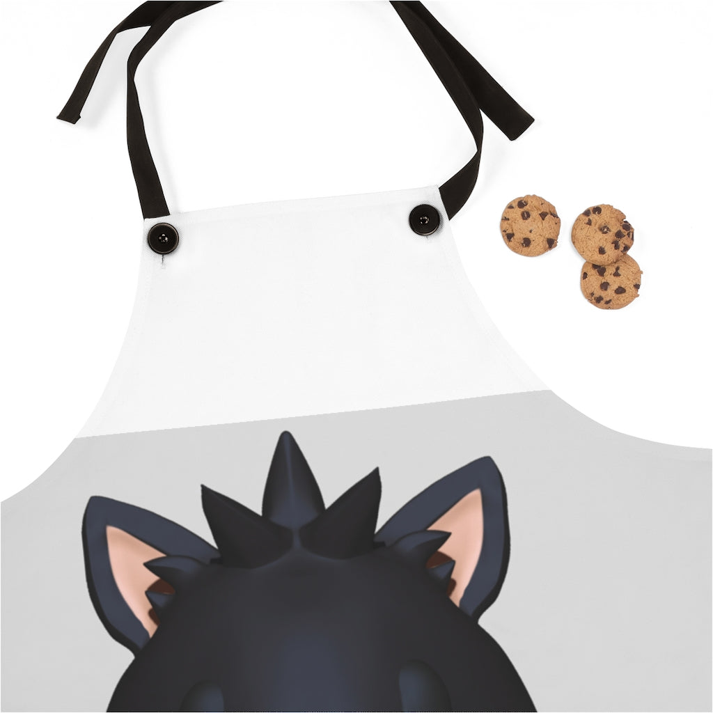 Black Kitty Apron featuring a stylish design with detachable twill straps, perfect for cooking and grilling.