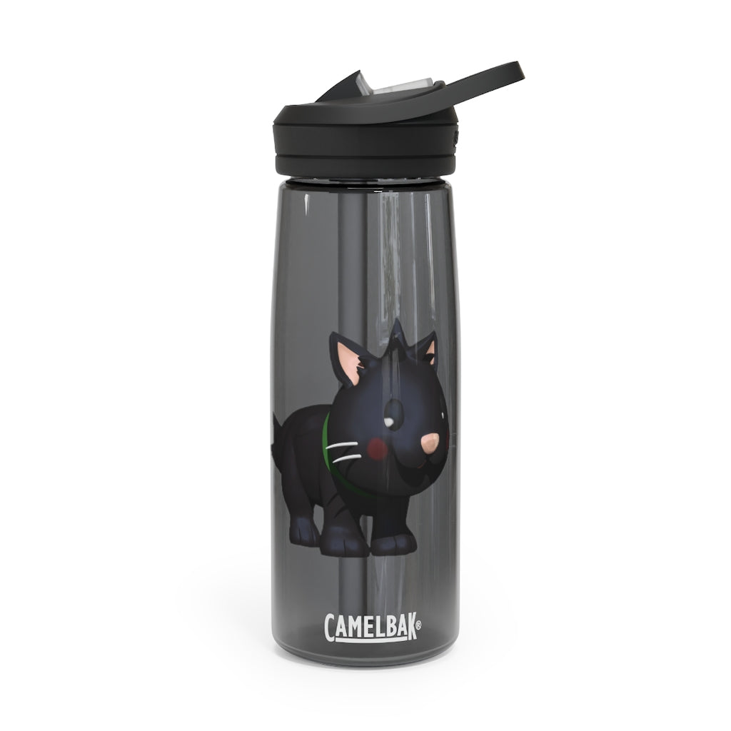 Black Kitty CamelBak Eddy® Water Bottle in 20oz and 25oz sizes, featuring a robust design and spill-proof valve.