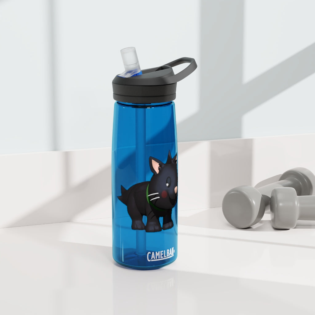 Black Kitty CamelBak Eddy® Water Bottle in 20oz and 25oz sizes, featuring a robust design and spill-proof valve.