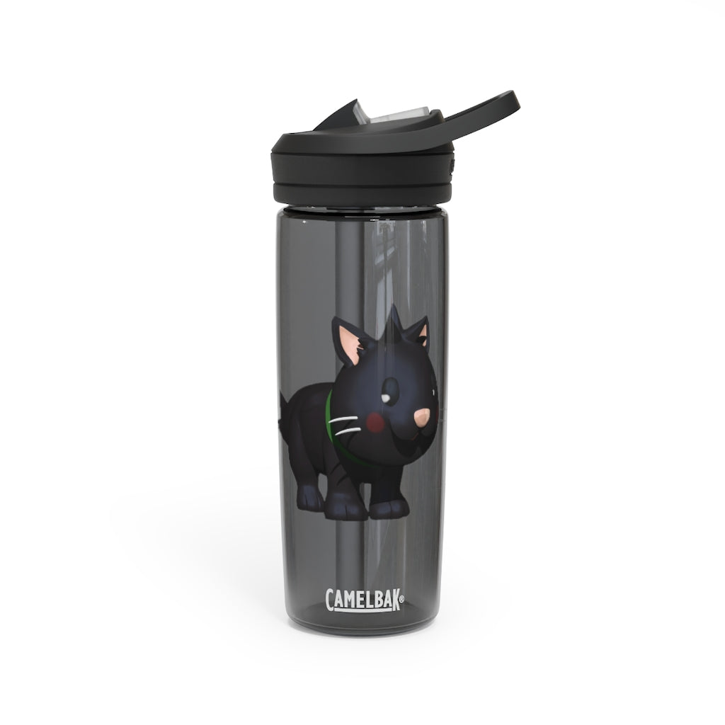 Black Kitty CamelBak Eddy® Water Bottle in 20oz and 25oz sizes, featuring a robust design and spill-proof valve.