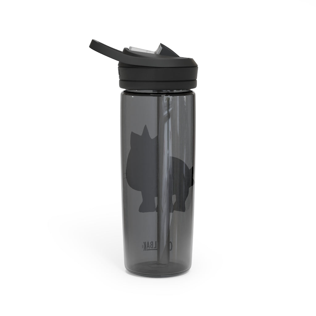 Black Kitty CamelBak Eddy® Water Bottle in 20oz and 25oz sizes, featuring a robust design and spill-proof valve.