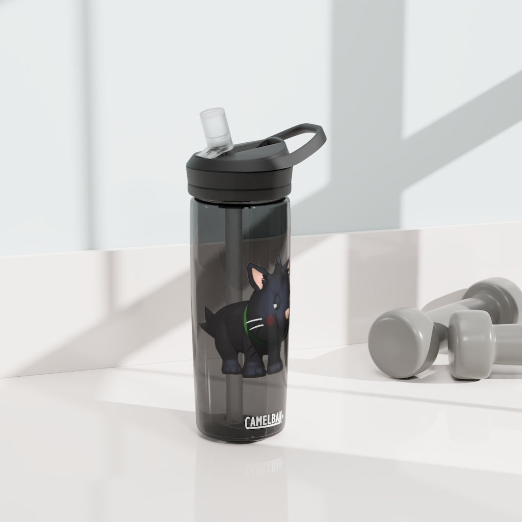 Black Kitty CamelBak Eddy® Water Bottle in 20oz and 25oz sizes, featuring a robust design and spill-proof valve.