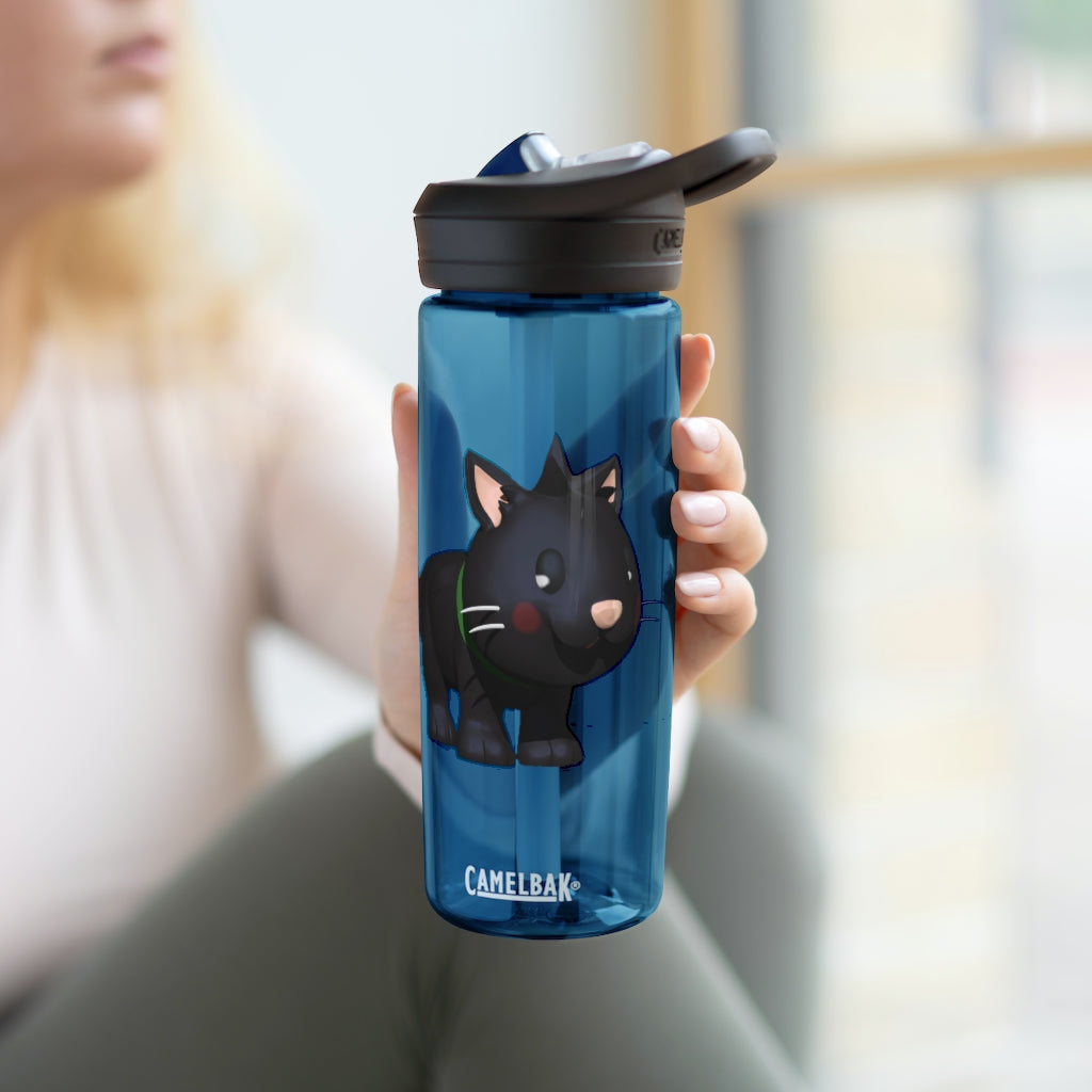 Black Kitty CamelBak Eddy® Water Bottle in 20oz and 25oz sizes, featuring a robust design and spill-proof valve.