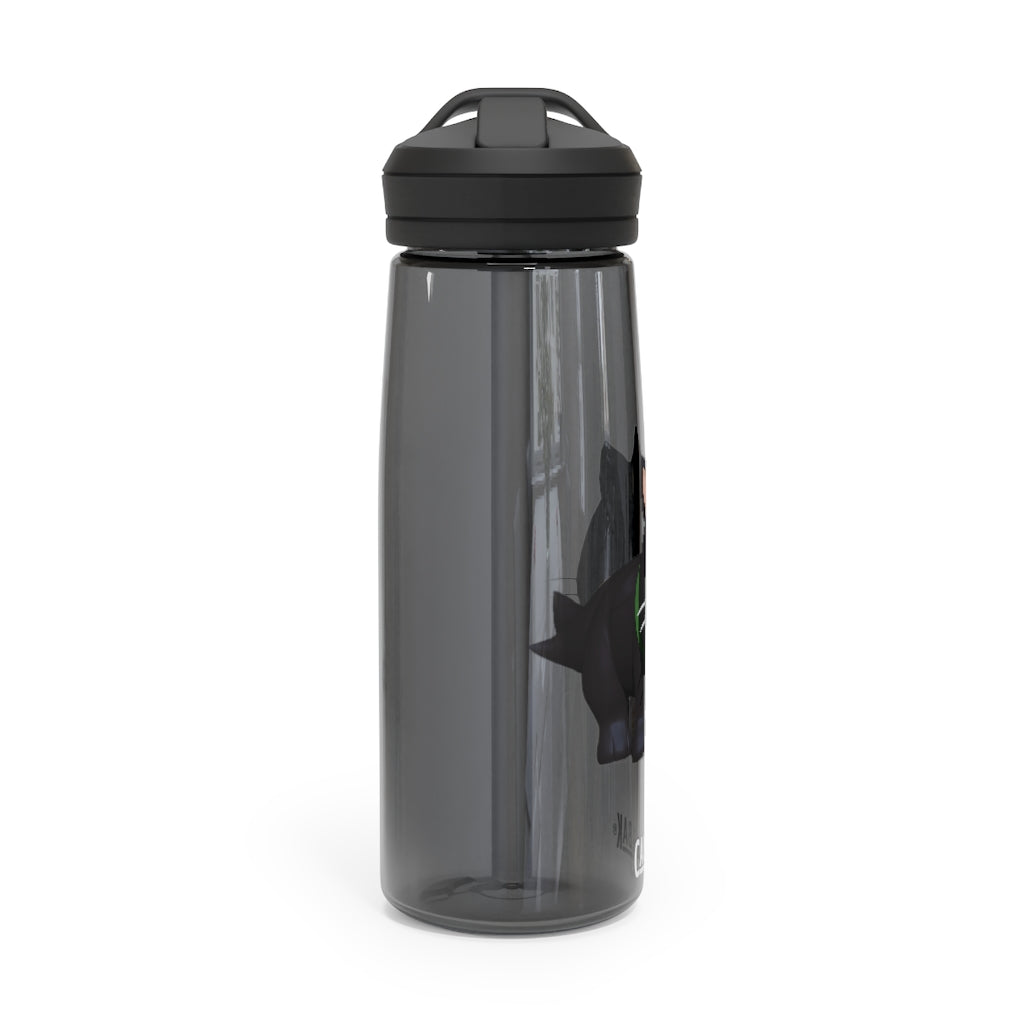 Black Kitty CamelBak Eddy® Water Bottle in 20oz and 25oz sizes, featuring a robust design and spill-proof valve.