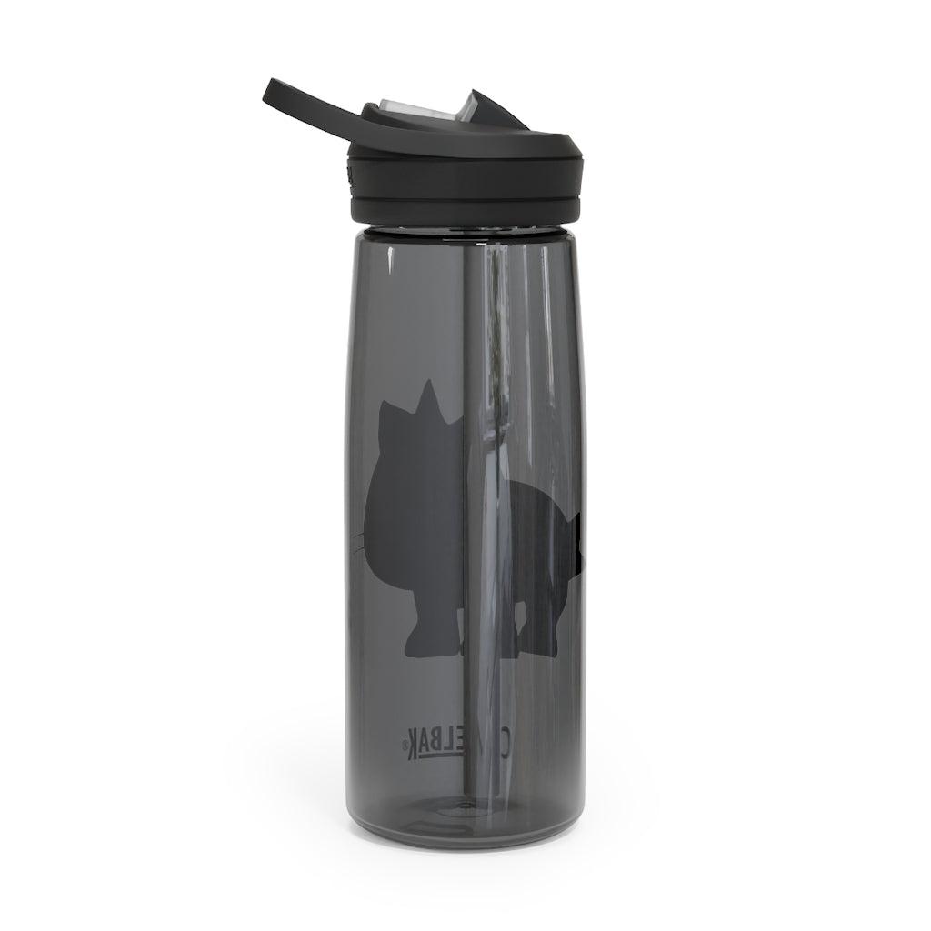 Black Kitty CamelBak Eddy® Water Bottle in 20oz and 25oz sizes, featuring a robust design and spill-proof valve.