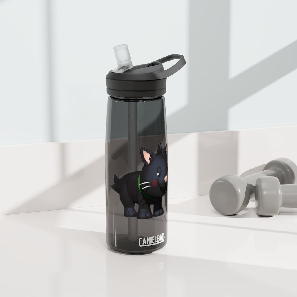 Black Kitty CamelBak Eddy® Water Bottle in 20oz and 25oz sizes, featuring a robust design and spill-proof valve.