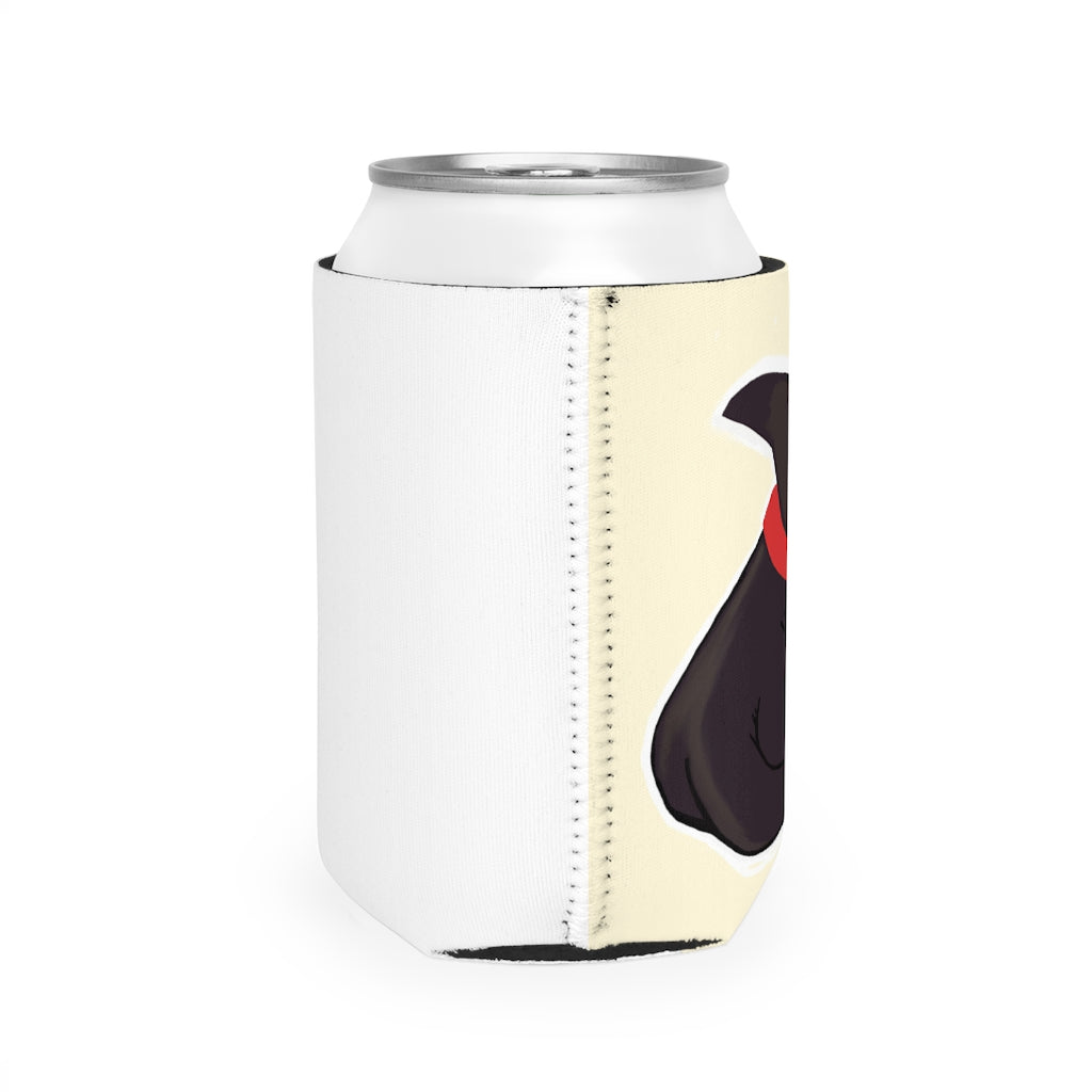 Black Kitty Can Cooler Sleeve made of durable neoprene, designed to fit standard 12oz cans, featuring a sleek black interior.