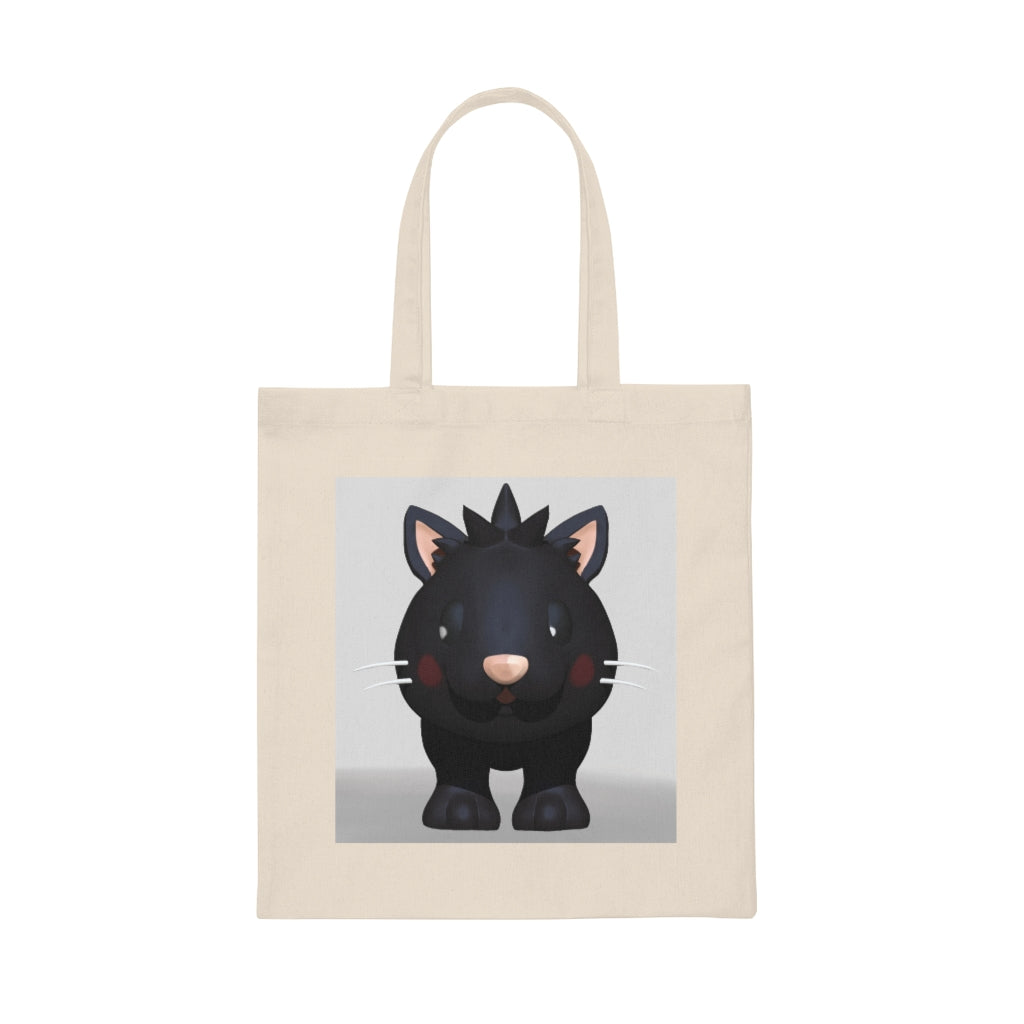 Black Kitty Canvas Tote Bag featuring a stylish design and durable handles, perfect for everyday use.