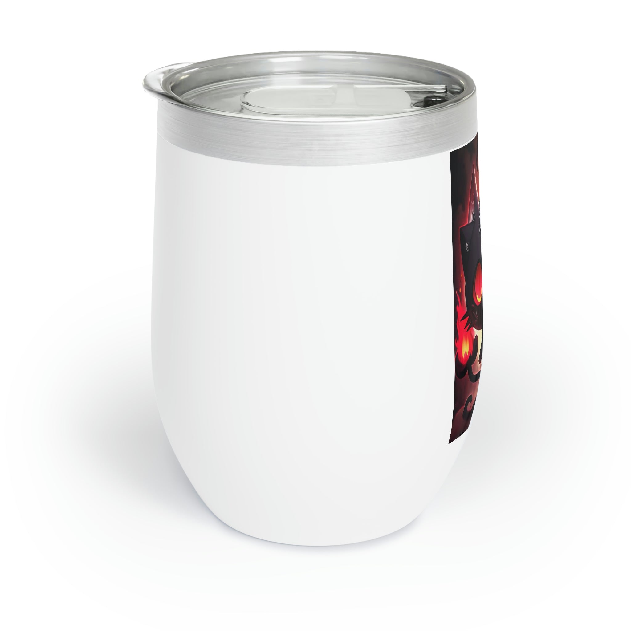 Black Kitty Chill Wine Tumbler with a sleek stainless steel design, featuring double-insulated walls for temperature retention and customizable options.