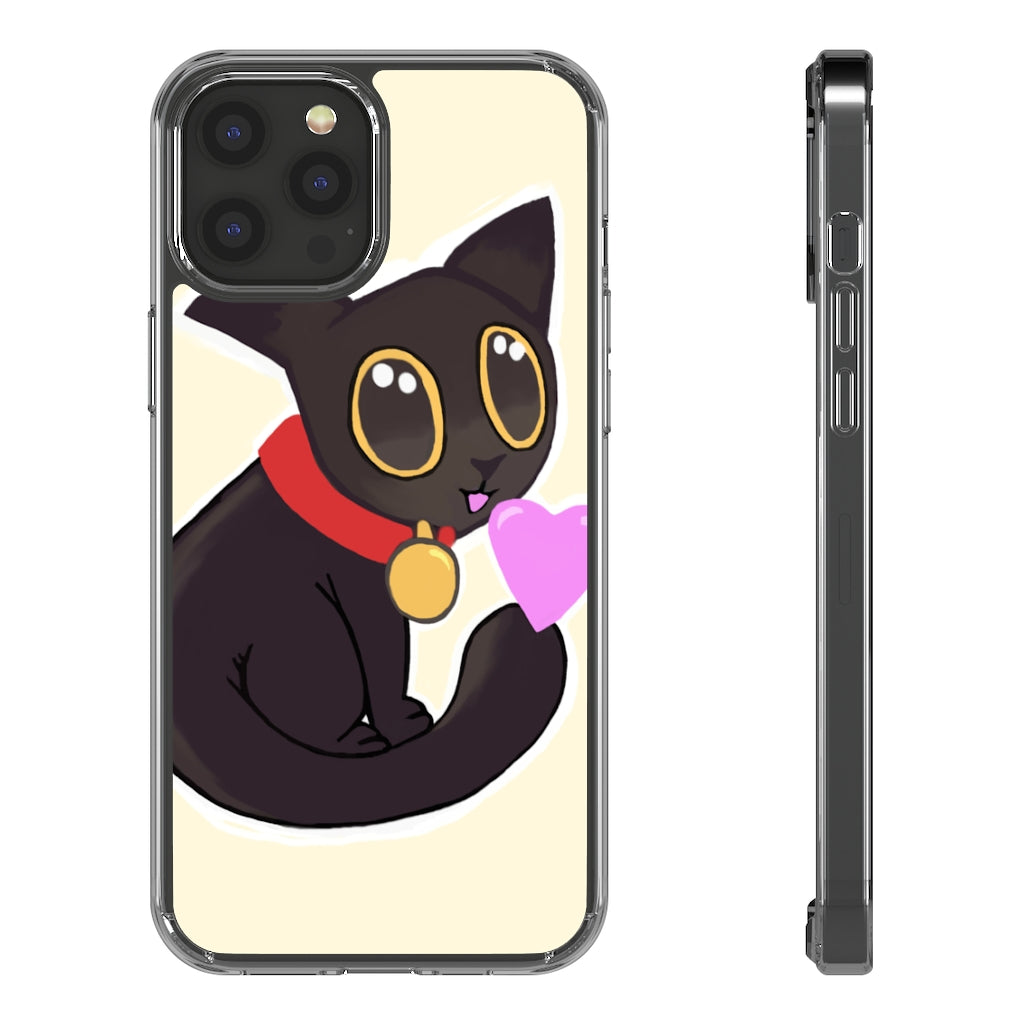 Black Kitty Clear Case showcasing a sleek design with a protective layer, perfect for smartphones.