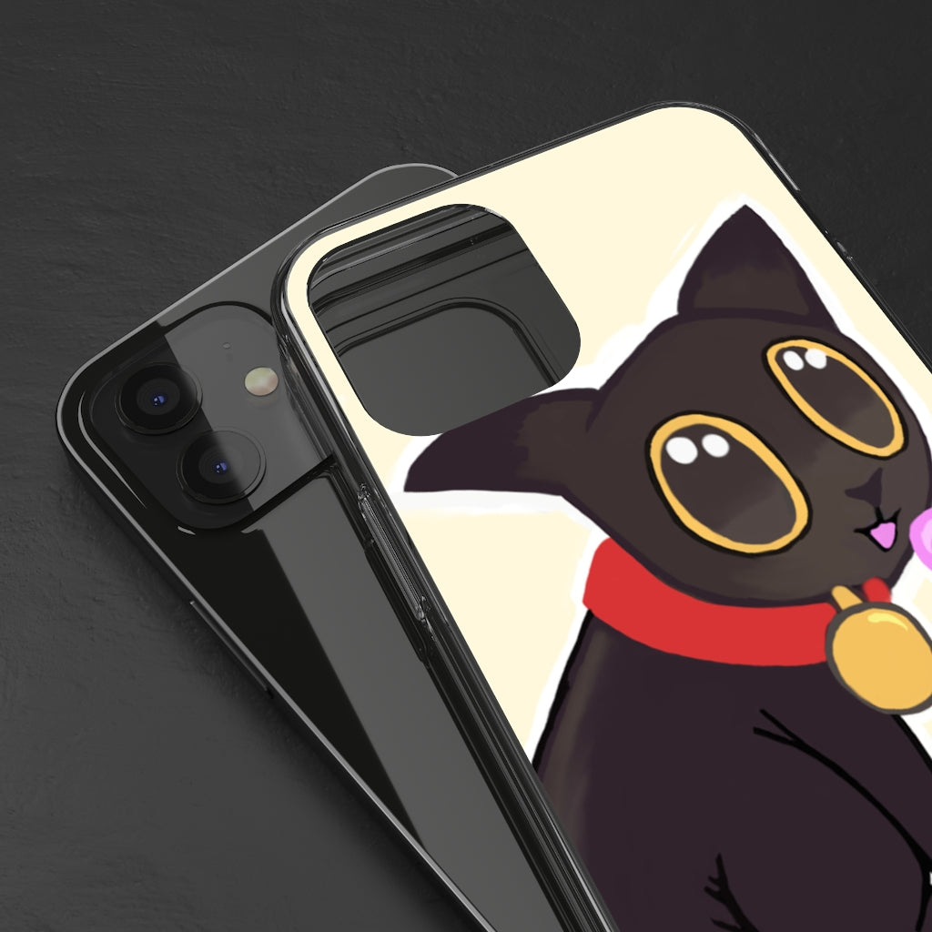 Black Kitty Clear Case showcasing a sleek design with a protective layer, perfect for smartphones.