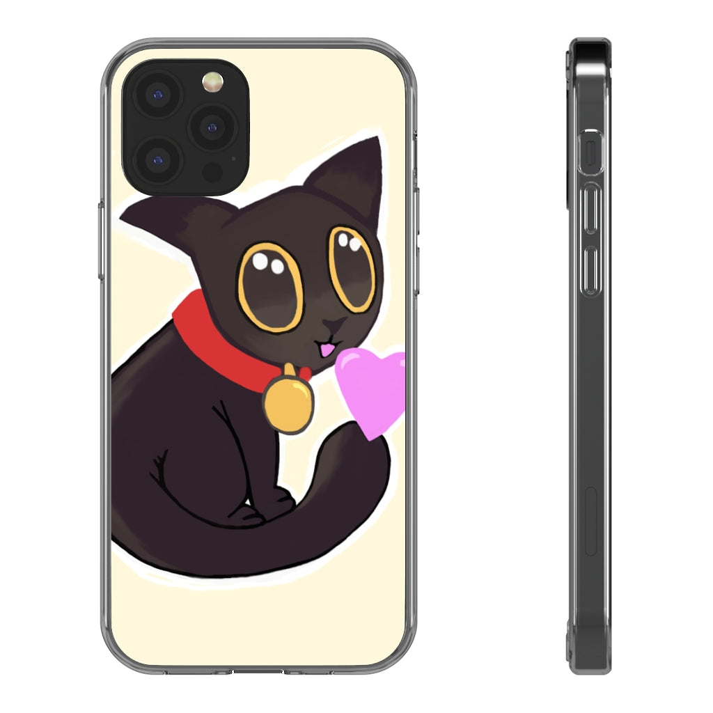 Black Kitty Clear Case showcasing a sleek design with a protective layer, perfect for smartphones.