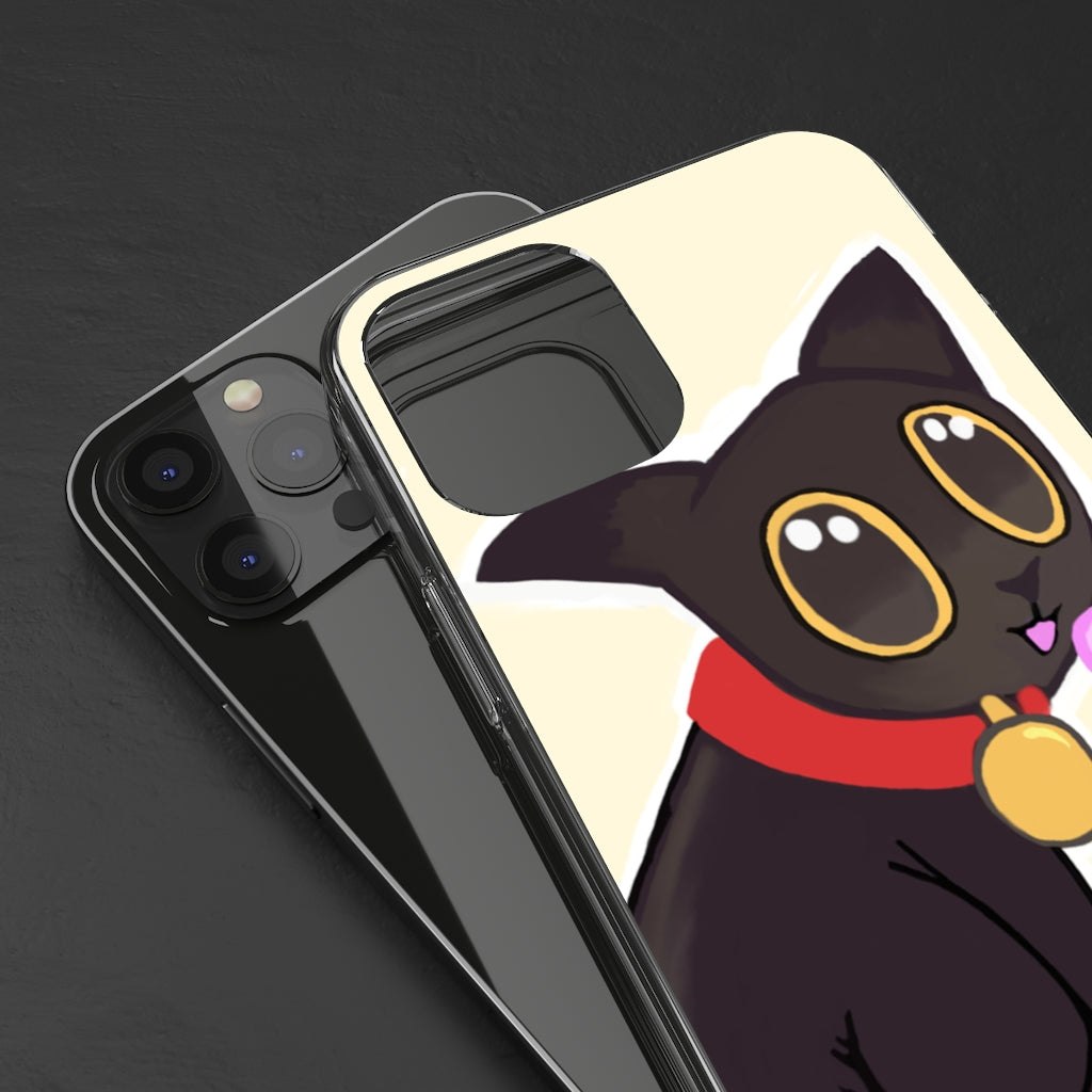 Black Kitty Clear Case showcasing a sleek design with a protective layer, perfect for smartphones.