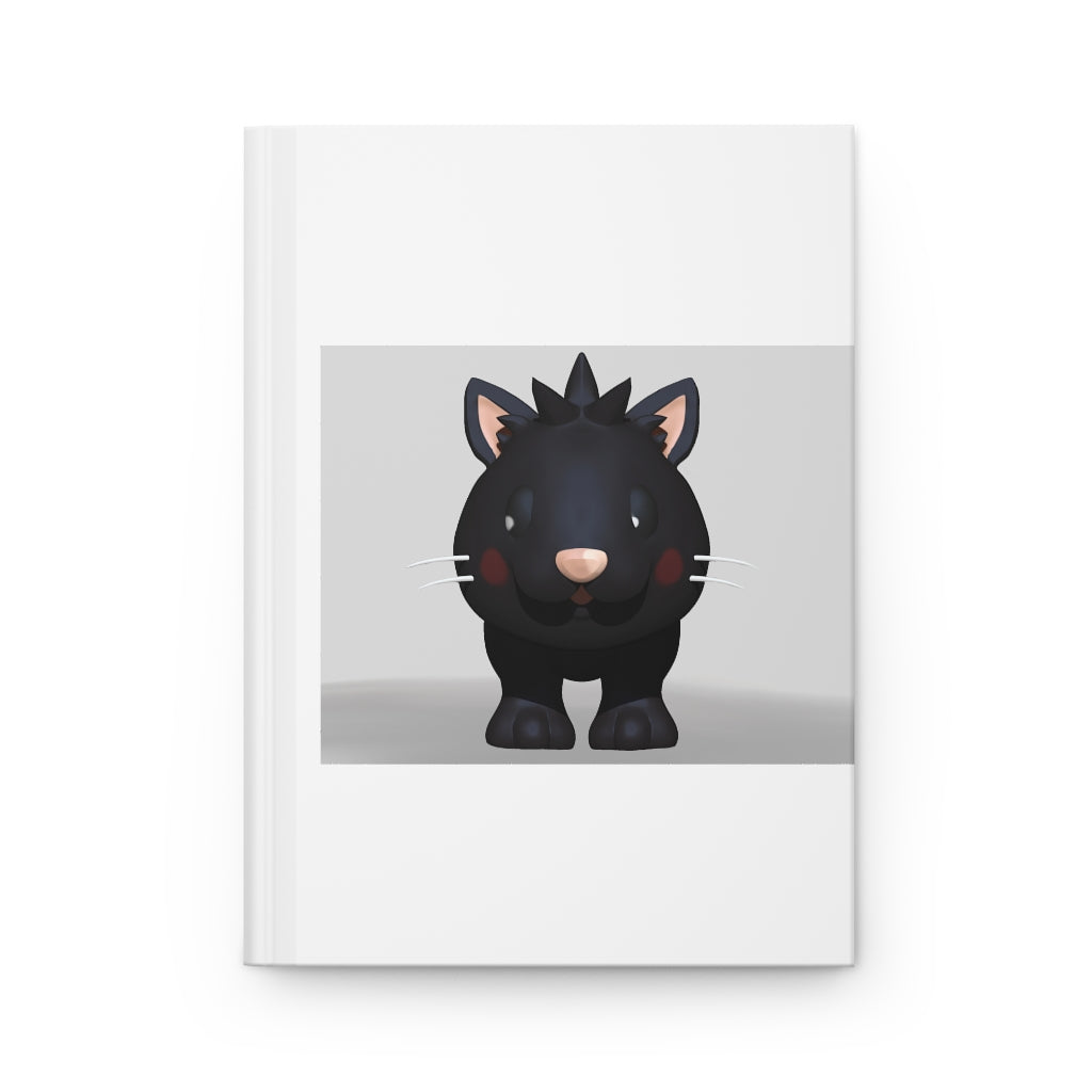 Black Kitty Hardcover Journal with matte finish, customizable covers, and lined pages, perfect for personal journaling.