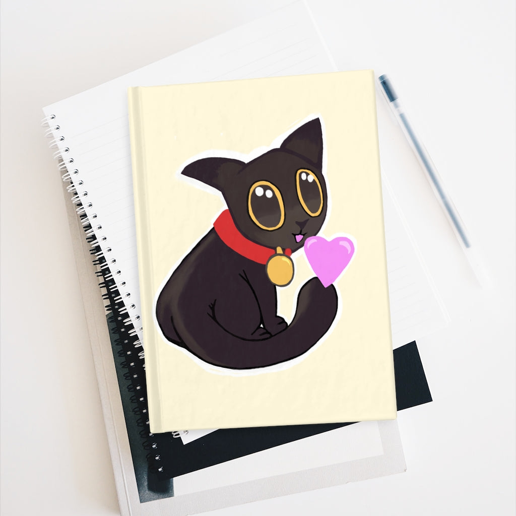 Black Kitty Journal with a vibrant wraparound print, featuring blank pages for writing and sketching.