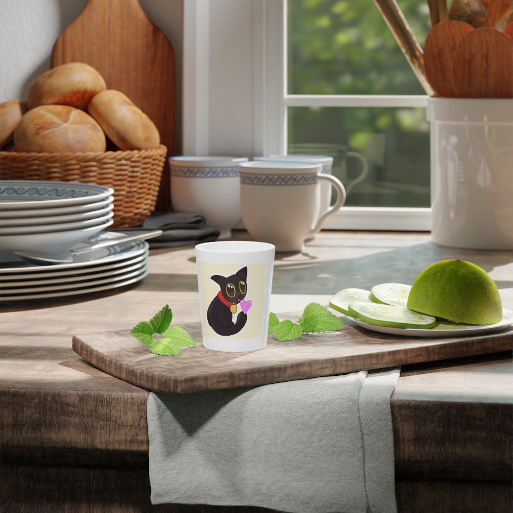 A stylish Black Kitty Shot Glass with a sleek ceramic design, featuring a black interior and a customizable exterior, perfect for gatherings and gifting.