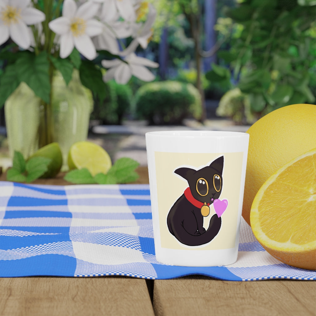 A stylish Black Kitty Shot Glass with a sleek ceramic design, featuring a black interior and a customizable exterior, perfect for gatherings and gifting.