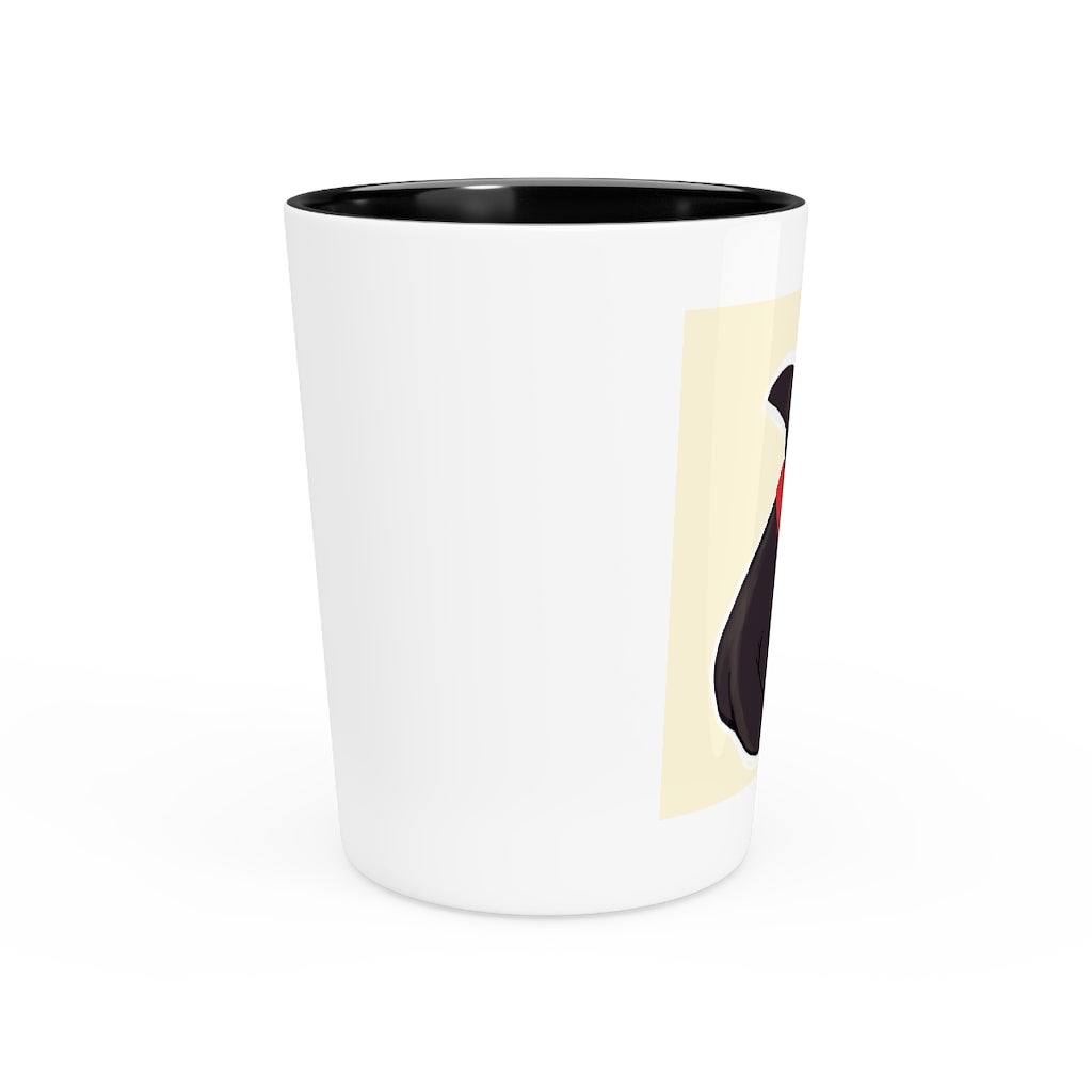 A stylish Black Kitty Shot Glass with a sleek ceramic design, featuring a black interior and a customizable exterior, perfect for gatherings and gifting.