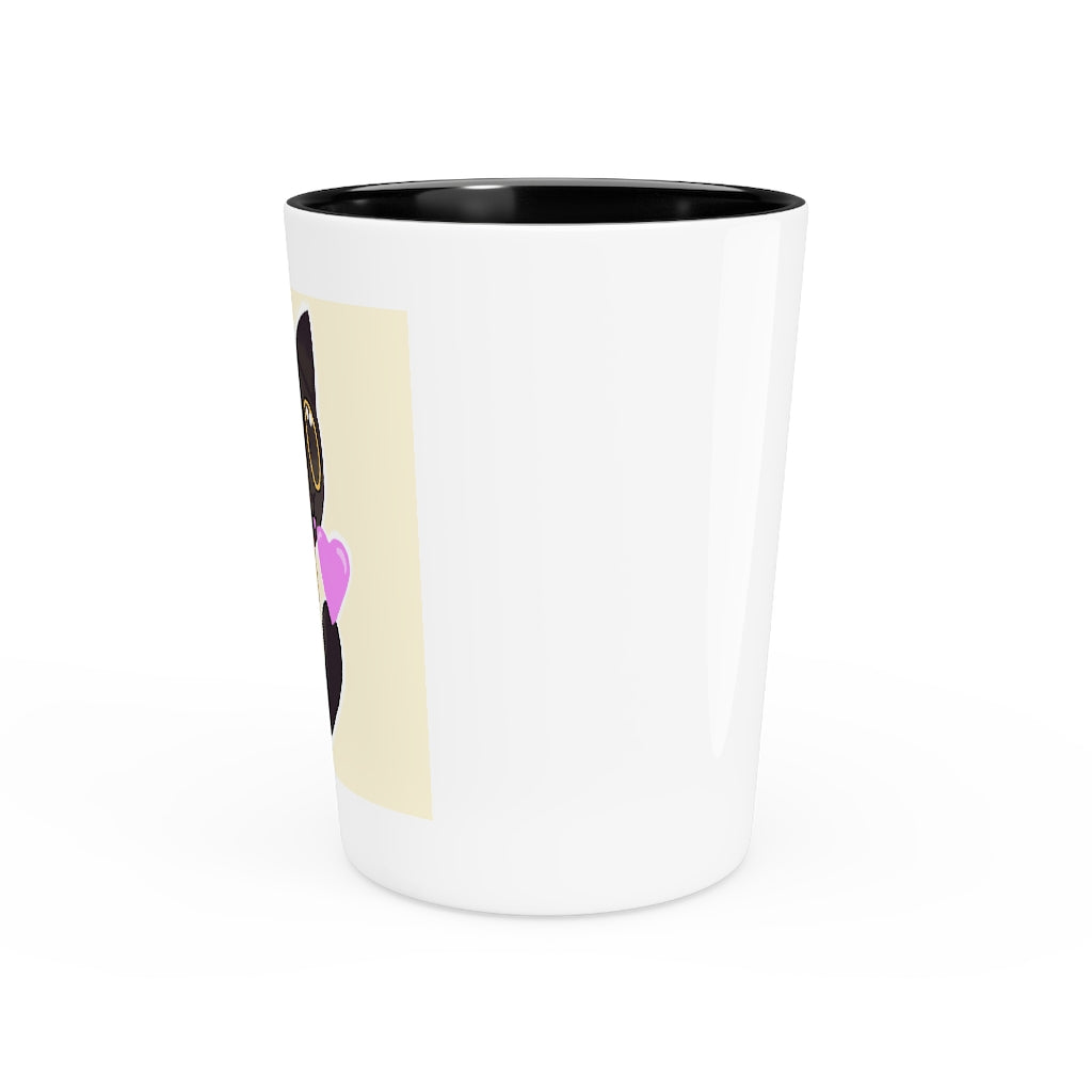 A stylish Black Kitty Shot Glass with a sleek ceramic design, featuring a black interior and a customizable exterior, perfect for gatherings and gifting.