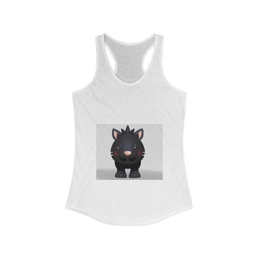 Black Kitty Women's Ideal Racerback Tank featuring a stylish slim fit and racerback design, perfect for casual wear.