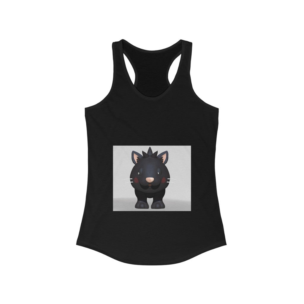 Black Kitty Women's Ideal Racerback Tank featuring a stylish slim fit and racerback design, perfect for casual wear.