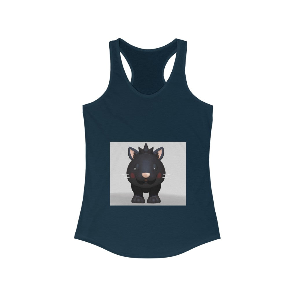 Black Kitty Women's Ideal Racerback Tank featuring a stylish slim fit and racerback design, perfect for casual wear.