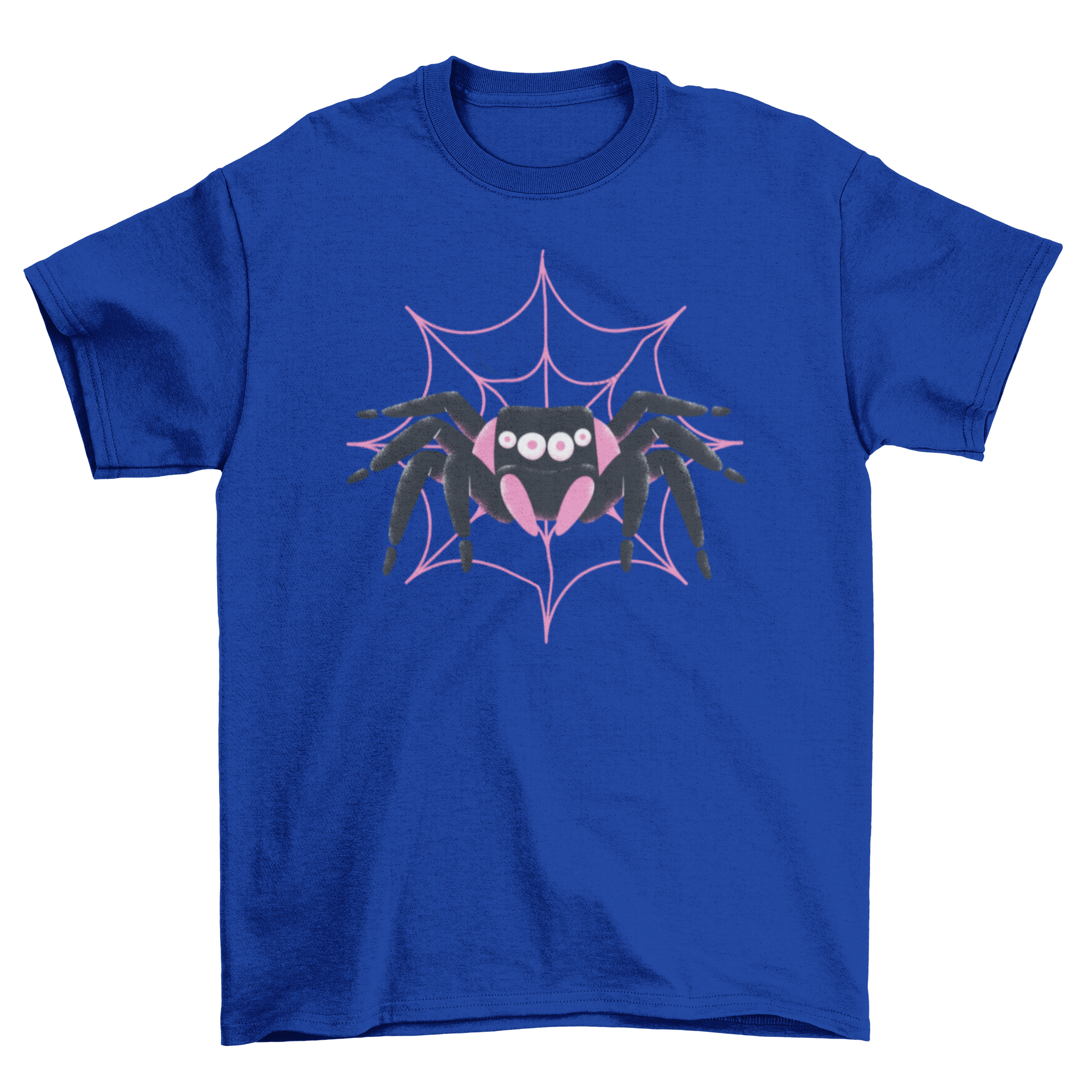 Black Pink Spider T-shirt featuring a cute spider illustration in black and pink colors, perfect for casual wear.