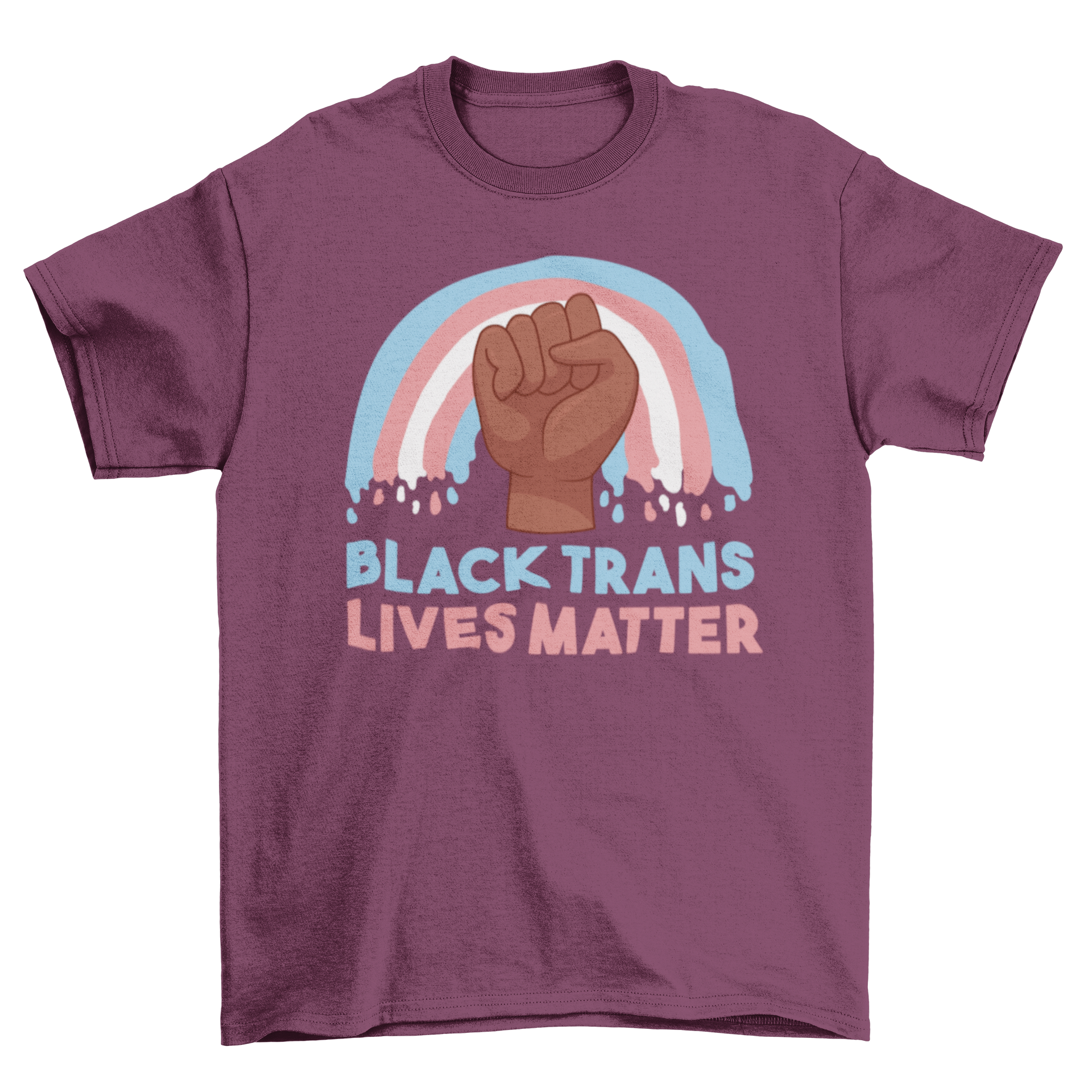 Black t-shirt with the text 'Black Trans Lives Matter' prominently displayed in bold letters.