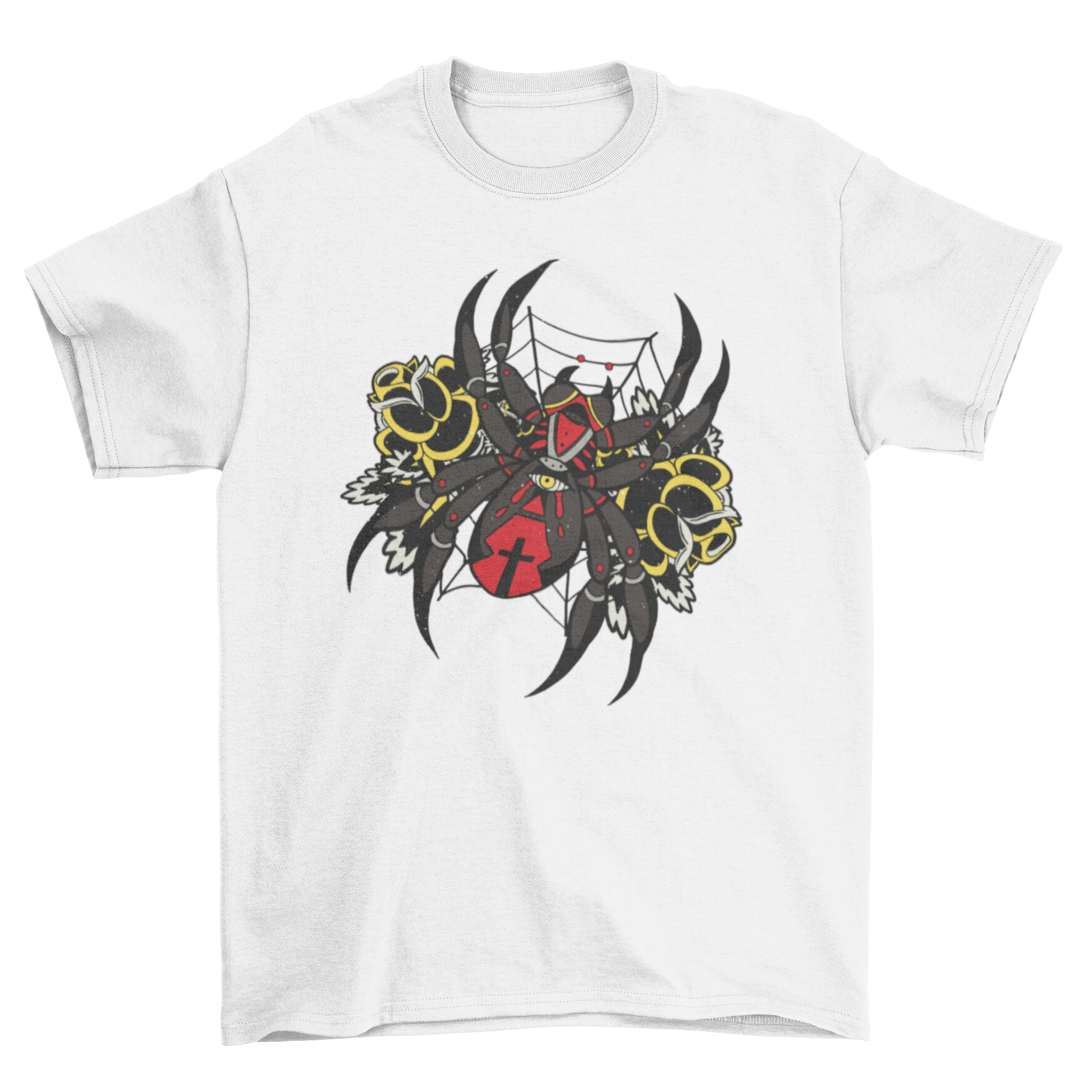 Black Widow Spider T-Shirt featuring a detailed tattoo-style illustration of a black widow spider.