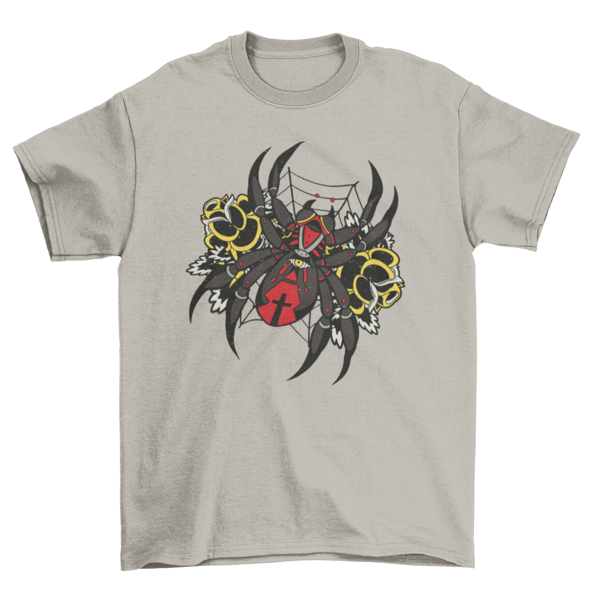 Black Widow Spider T-Shirt featuring a detailed tattoo-style illustration of a black widow spider.