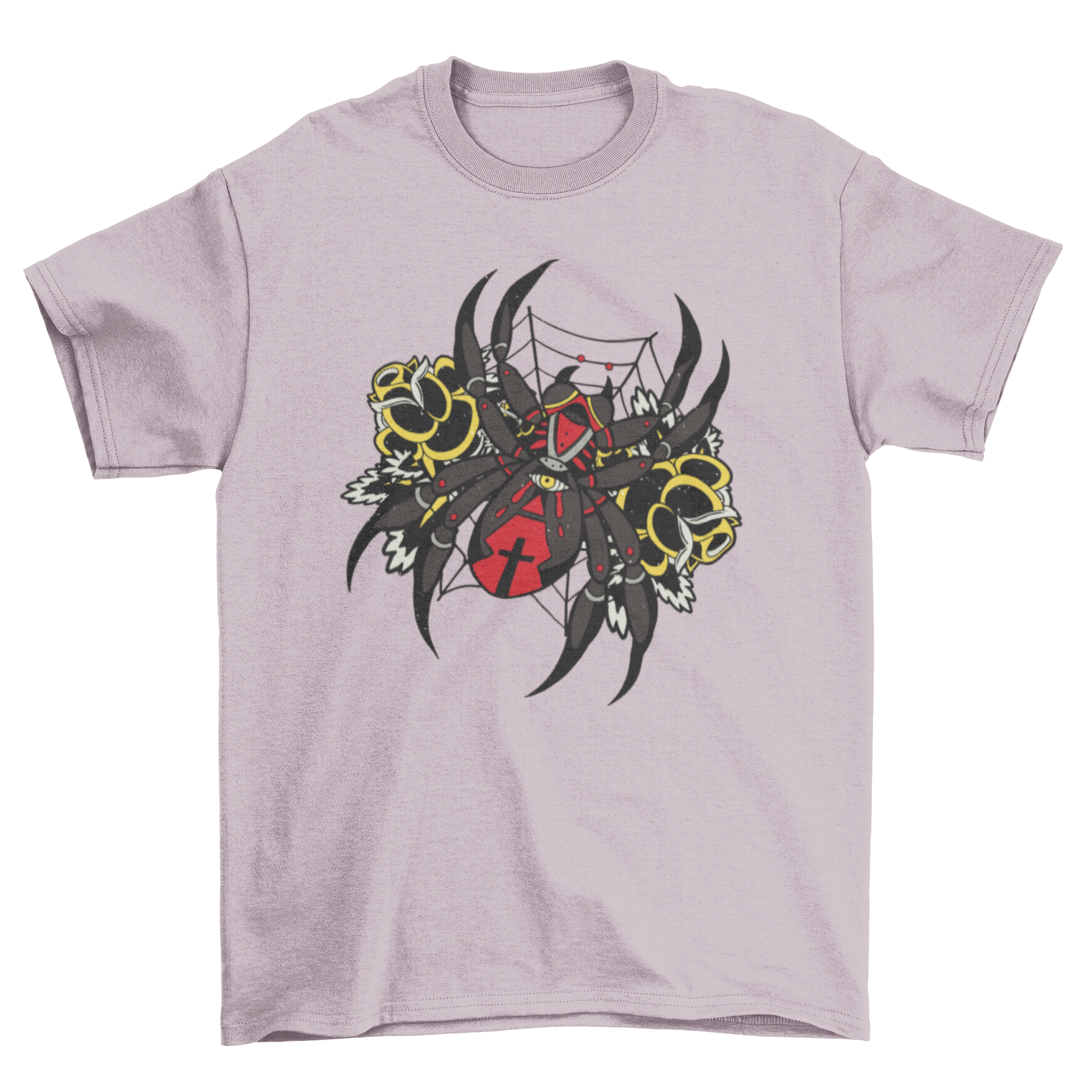 Black Widow Spider T-Shirt featuring a detailed tattoo-style illustration of a black widow spider.