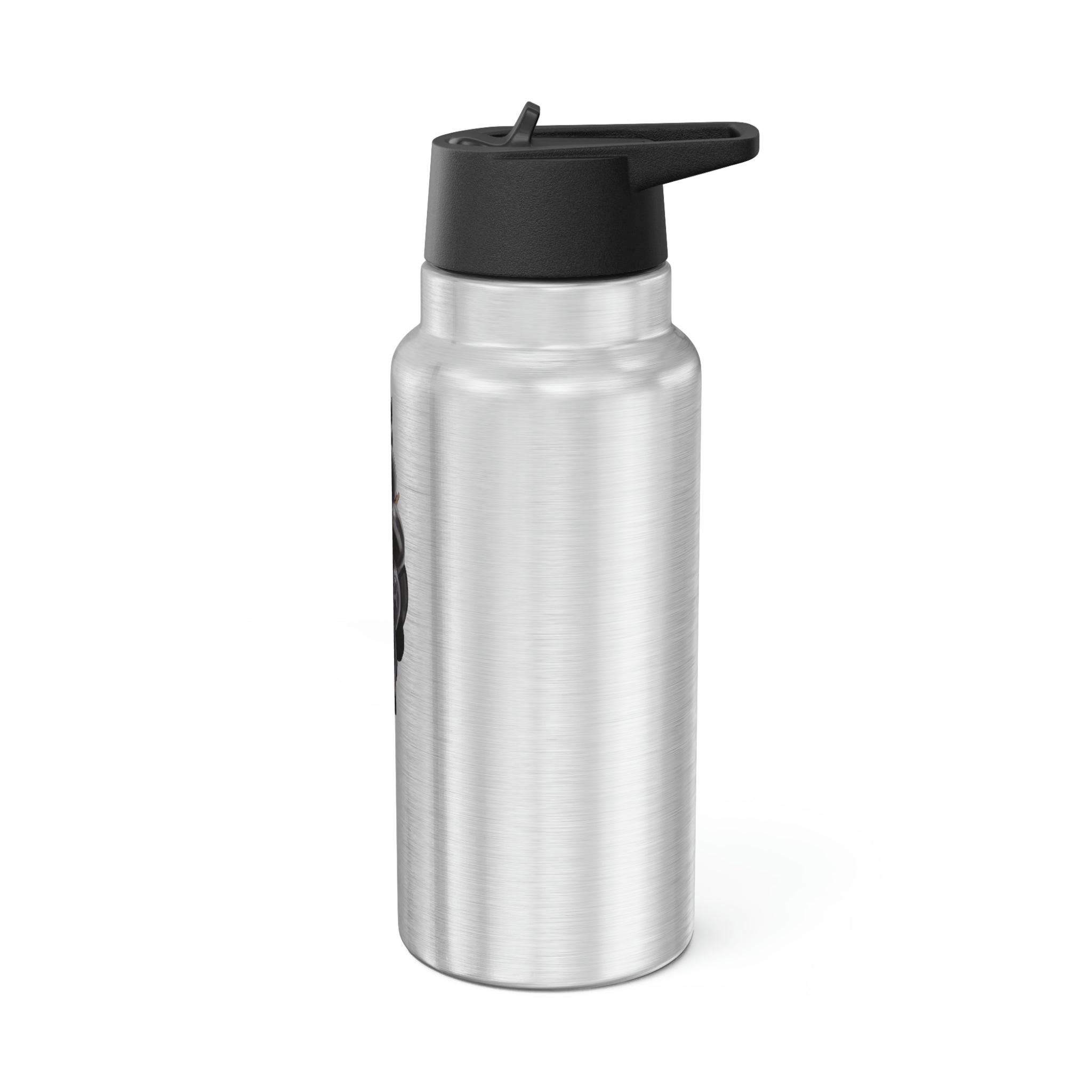 Blackberry Gator Tumbler in stainless steel with a black cap and straw, showcasing its sleek design and 32oz capacity.