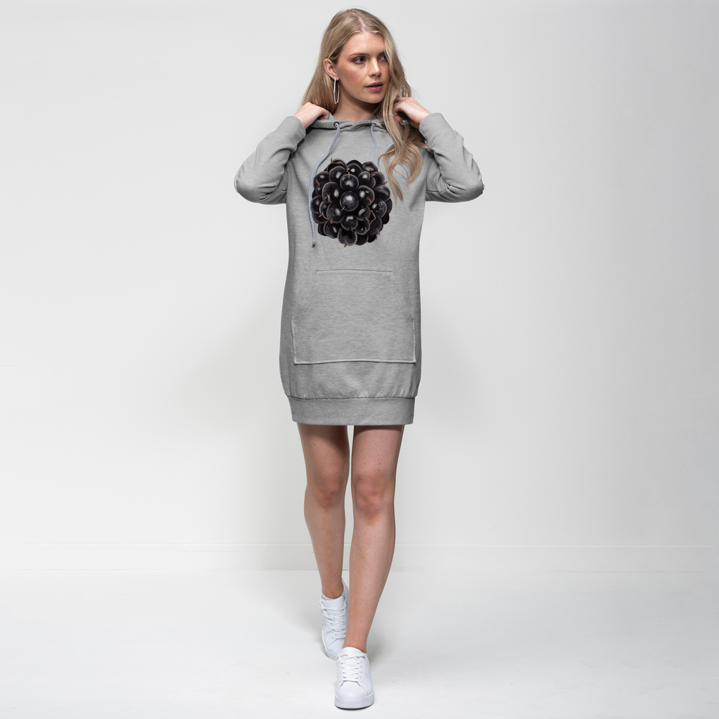 BlackBerry Premium Adult Hoodie Dress featuring a relaxed fit, hood, and kangaroo pocket in a stylish design.