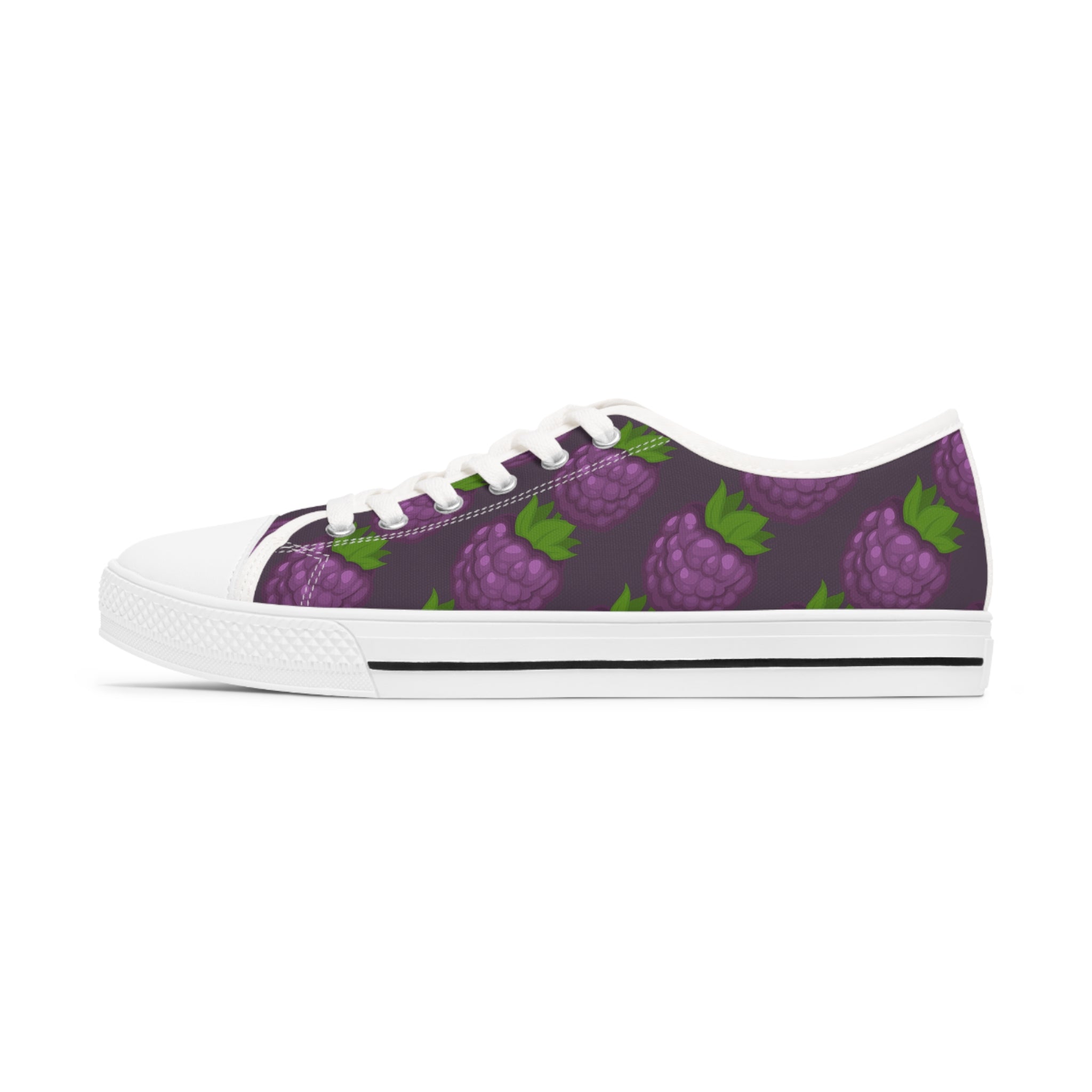 Blackberry Women's Low Top Sneakers in black and white options, featuring breathable canvas and stylish design.