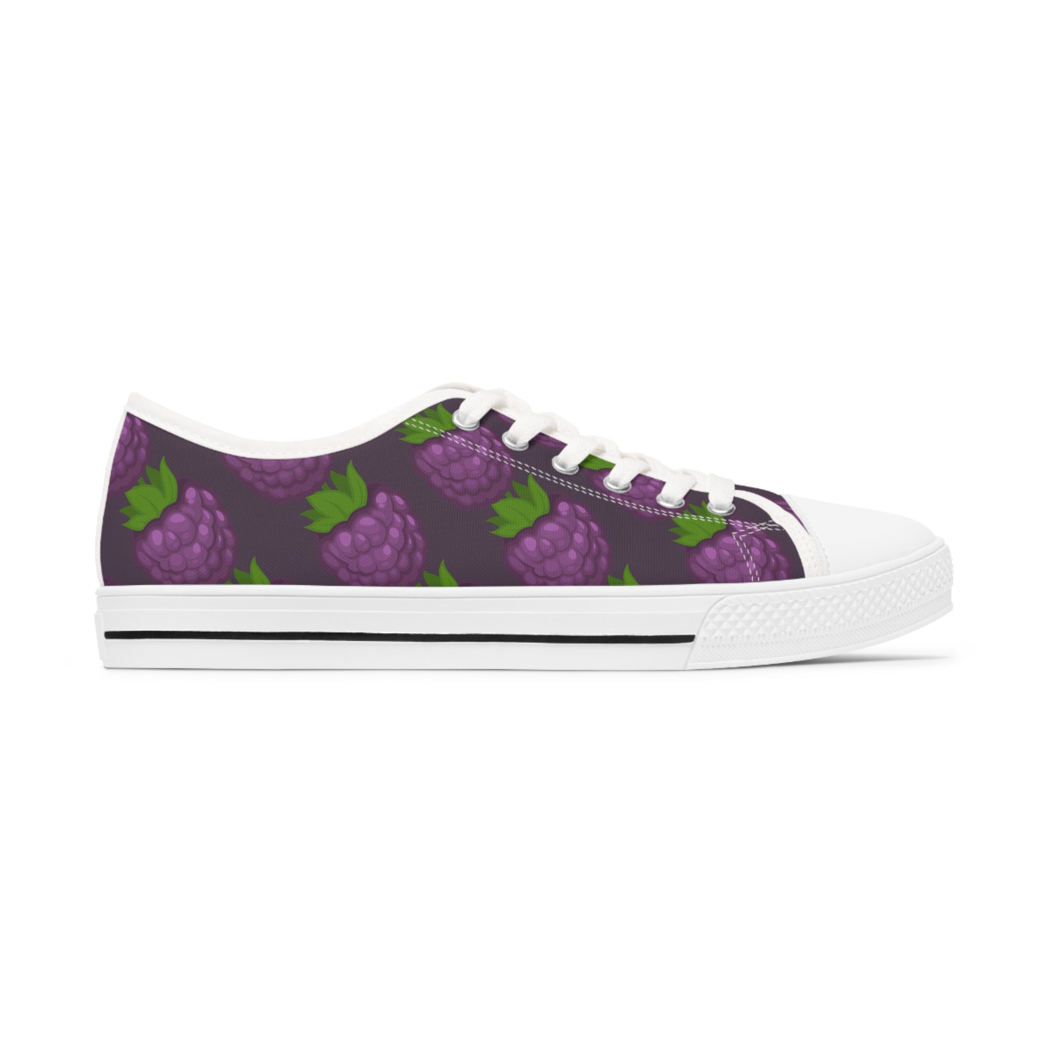 Blackberry Women's Low Top Sneakers in black and white options, featuring breathable canvas and stylish design.