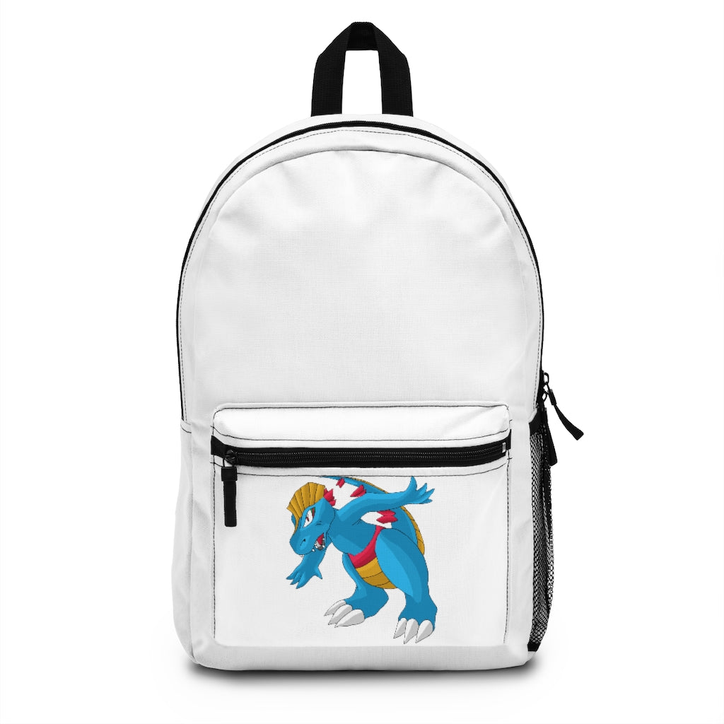 Blastdile Backpack made from durable spun polyester, featuring adjustable straps and a custom name tag, perfect for various activities.