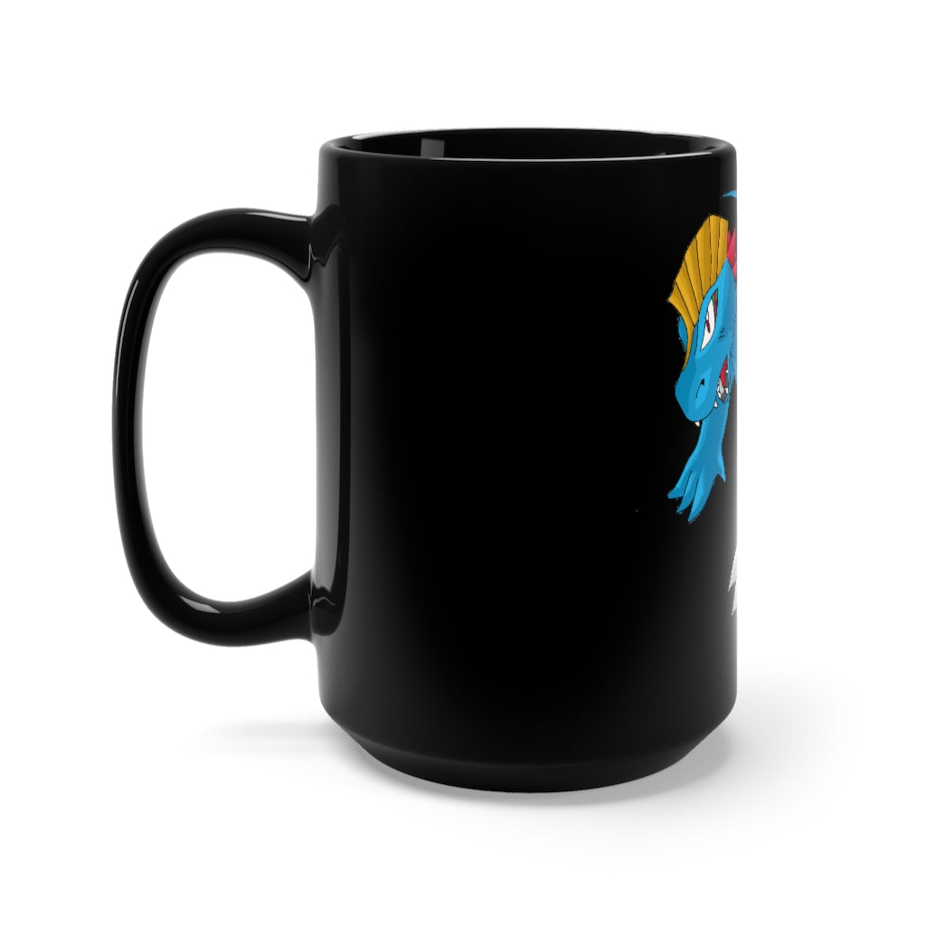 Blastdile Black Mug 15oz featuring a sleek black ceramic design with rounded corners and a comfortable C-handle.