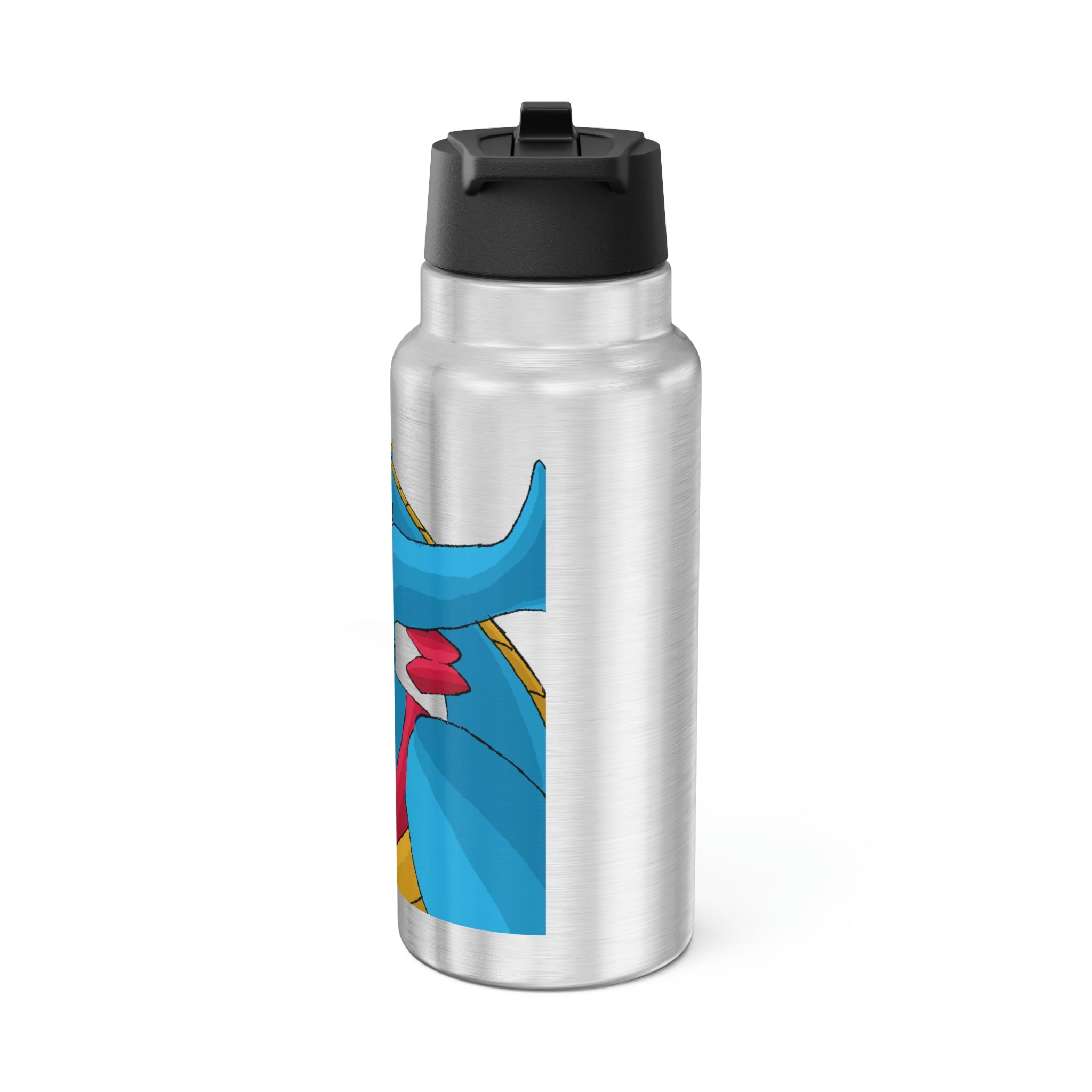 Blastdile Gator Tumbler in stainless steel with a straw, showcasing a customizable design.