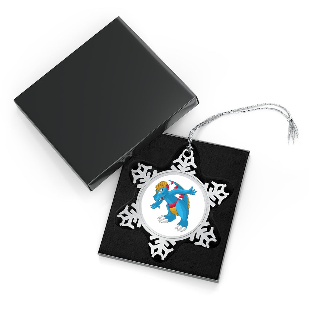 Blastdile Pewter Snowflake Ornament with silver-toned hanging string, showcasing intricate snowflake design.