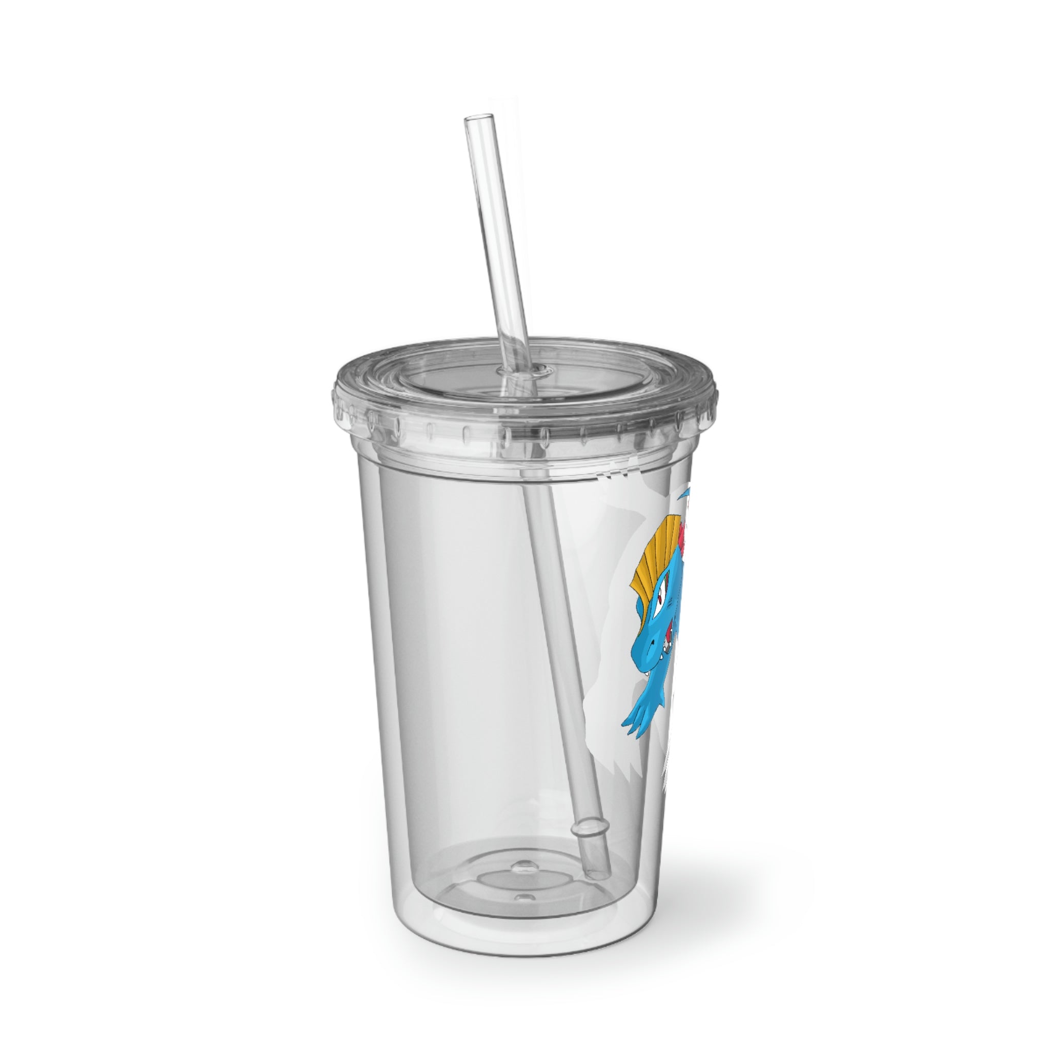 Blastdile Suave Acrylic Cup in stainless steel with a black plastic screw-on cap and a straw, showcasing a sleek design.