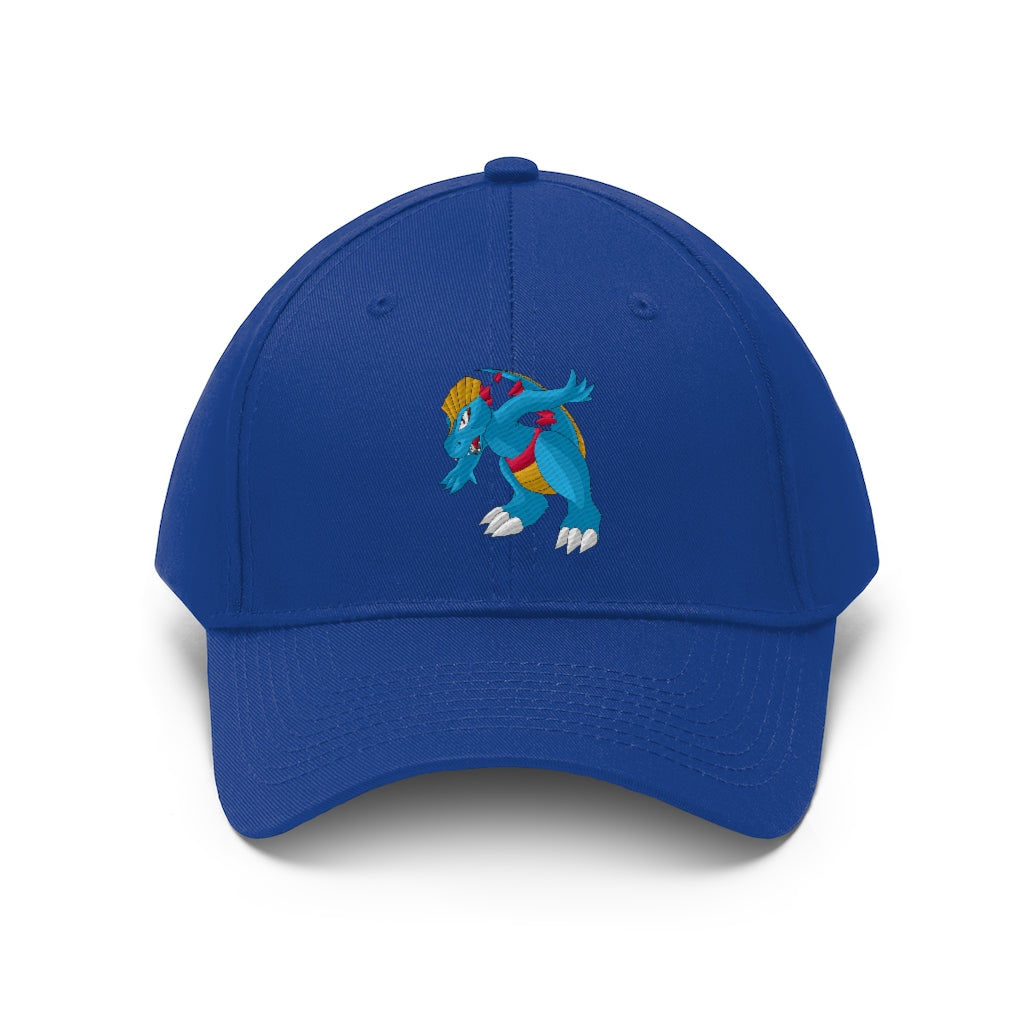 Blastdile Unisex Twill Hat in cotton twill, featuring a classic 6-panel design and adjustable Velcro closure, perfect for outdoor activities.