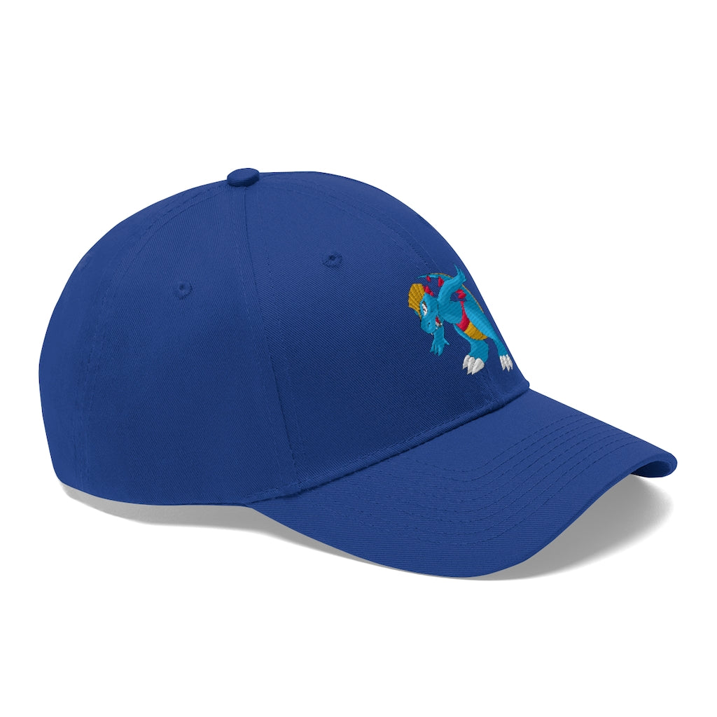 Blastdile Unisex Twill Hat in cotton twill, featuring a classic 6-panel design and adjustable Velcro closure, perfect for outdoor activities.