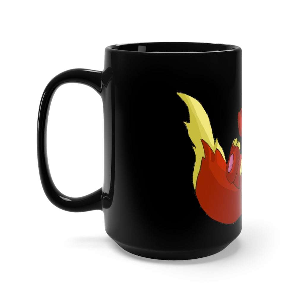 Blazeon Black Mug 15oz, a stylish black ceramic mug with rounded corners and a comfortable C-handle, perfect for coffee and tea lovers.