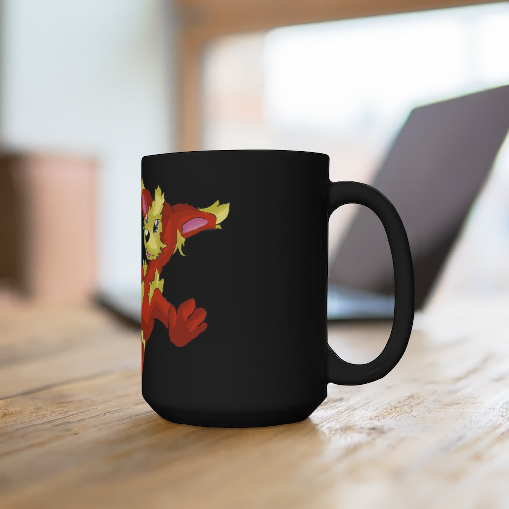 Blazeon Black Mug 15oz, a stylish black ceramic mug with rounded corners and a comfortable C-handle, perfect for coffee and tea lovers.