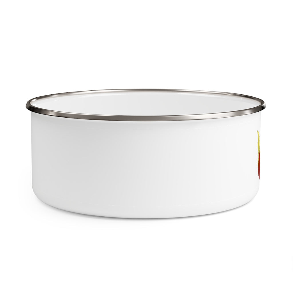 Blazeon Enamel Bowl featuring a stylish design, translucent lid, and anti-slip backing, available in three sizes.