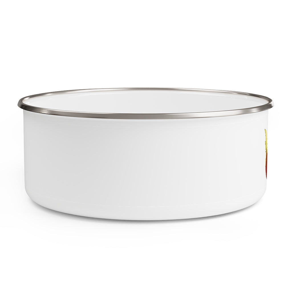 Blazeon Enamel Bowl featuring a stylish design, translucent lid, and anti-slip backing, available in three sizes.