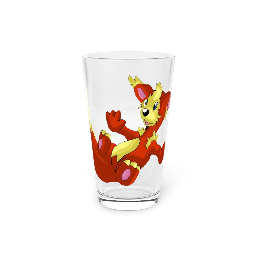 Blazeon Pint Glass, 16oz, clear glass with custom printed design, perfect for beverages.