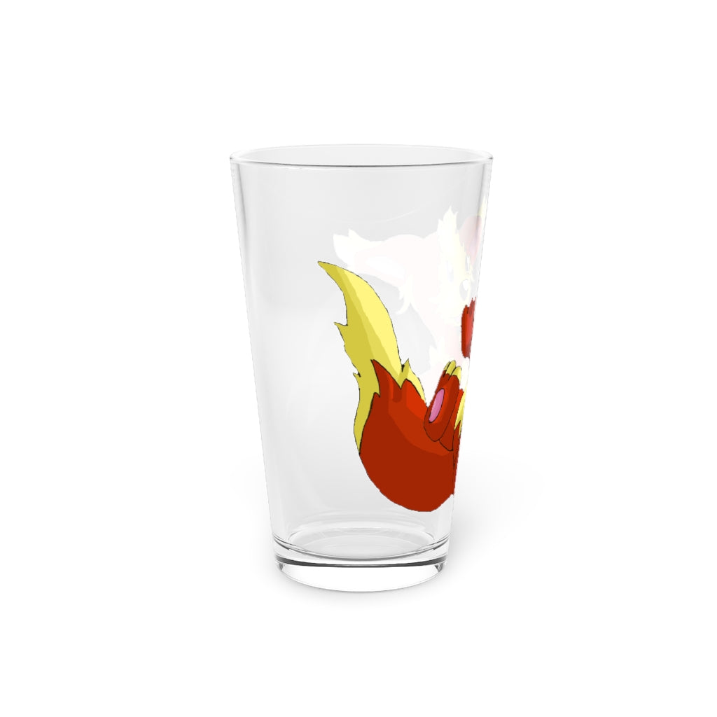 Blazeon Pint Glass, 16oz, clear glass with custom printed design, perfect for beverages.